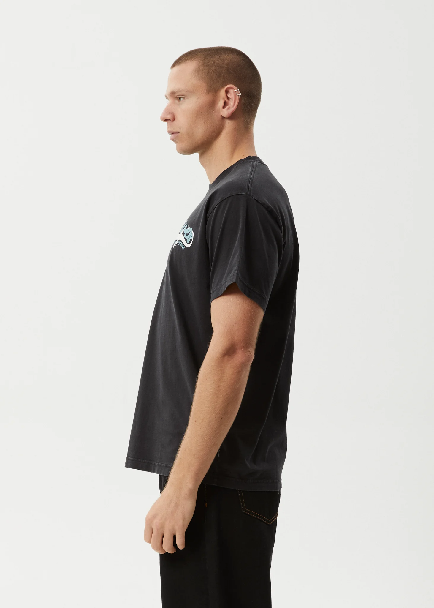 AFENDS Mens Reptilian - Heavyweight Boxy Tee - Stone Black - Image 4