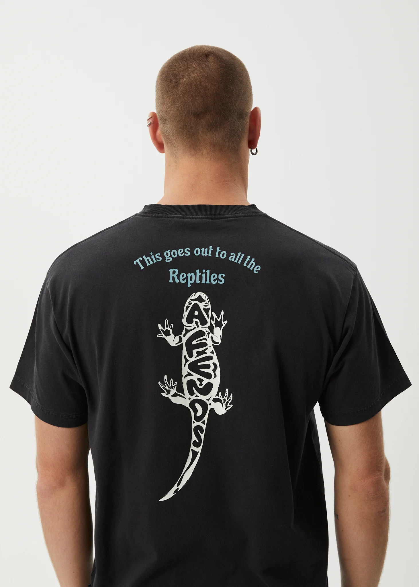 AFENDS Mens Reptilian - Heavyweight Boxy Tee - Stone Black - Image 7
