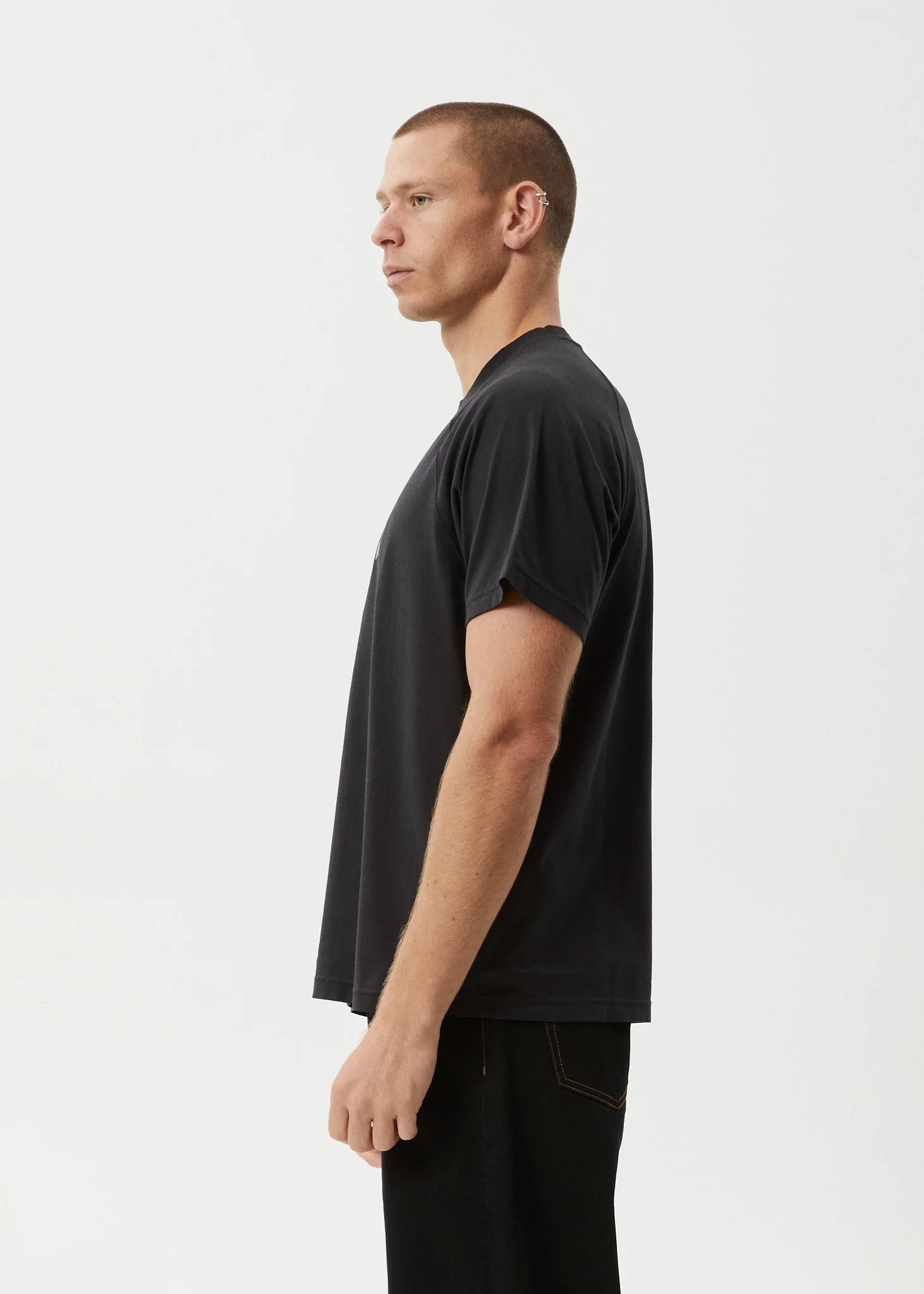 AFENDS Mens Sun Bite - Raglan Boxy Tee - Stone Black - Image 4