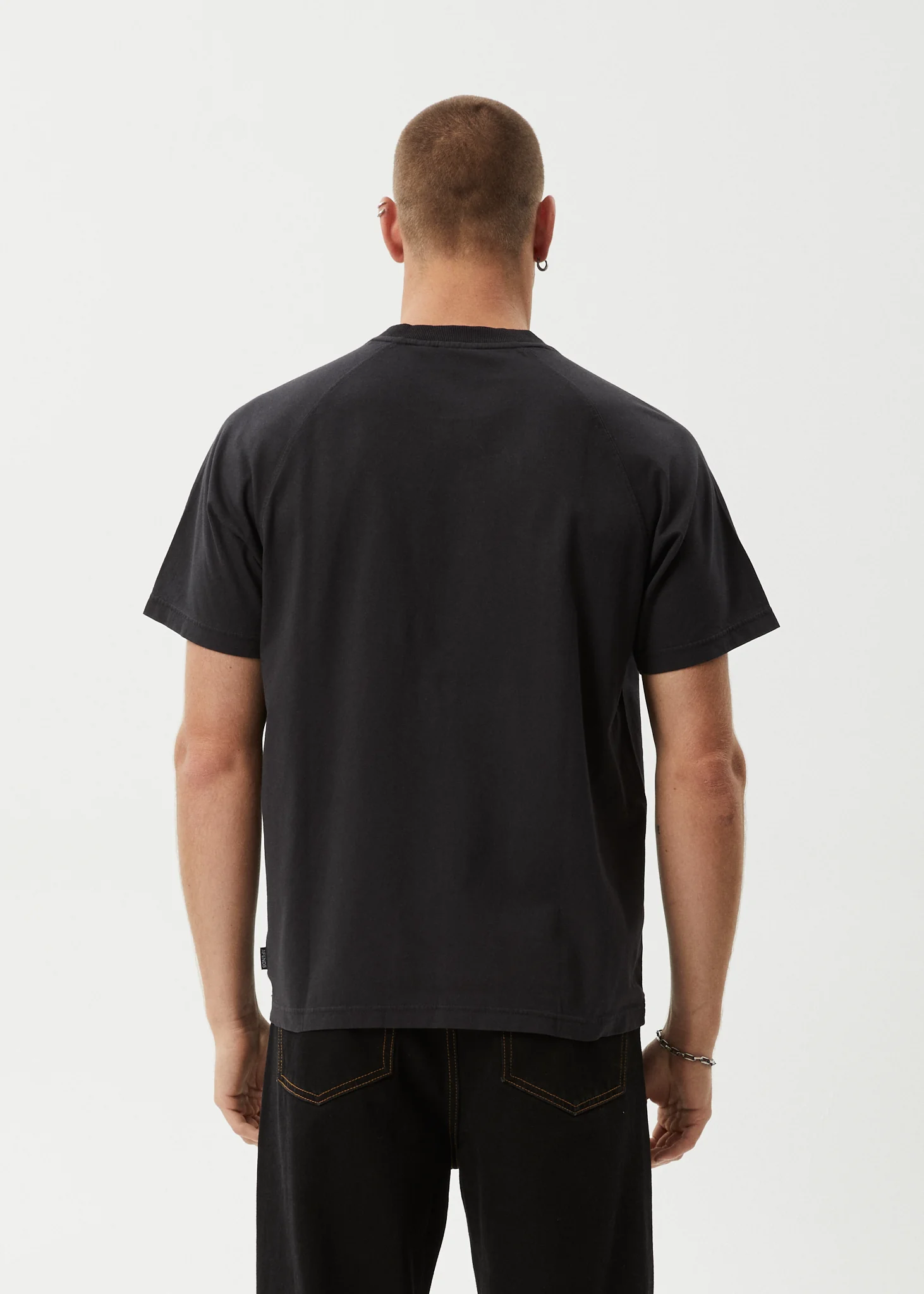 AFENDS Mens Sun Bite - Raglan Boxy Tee - Stone Black - Image 5