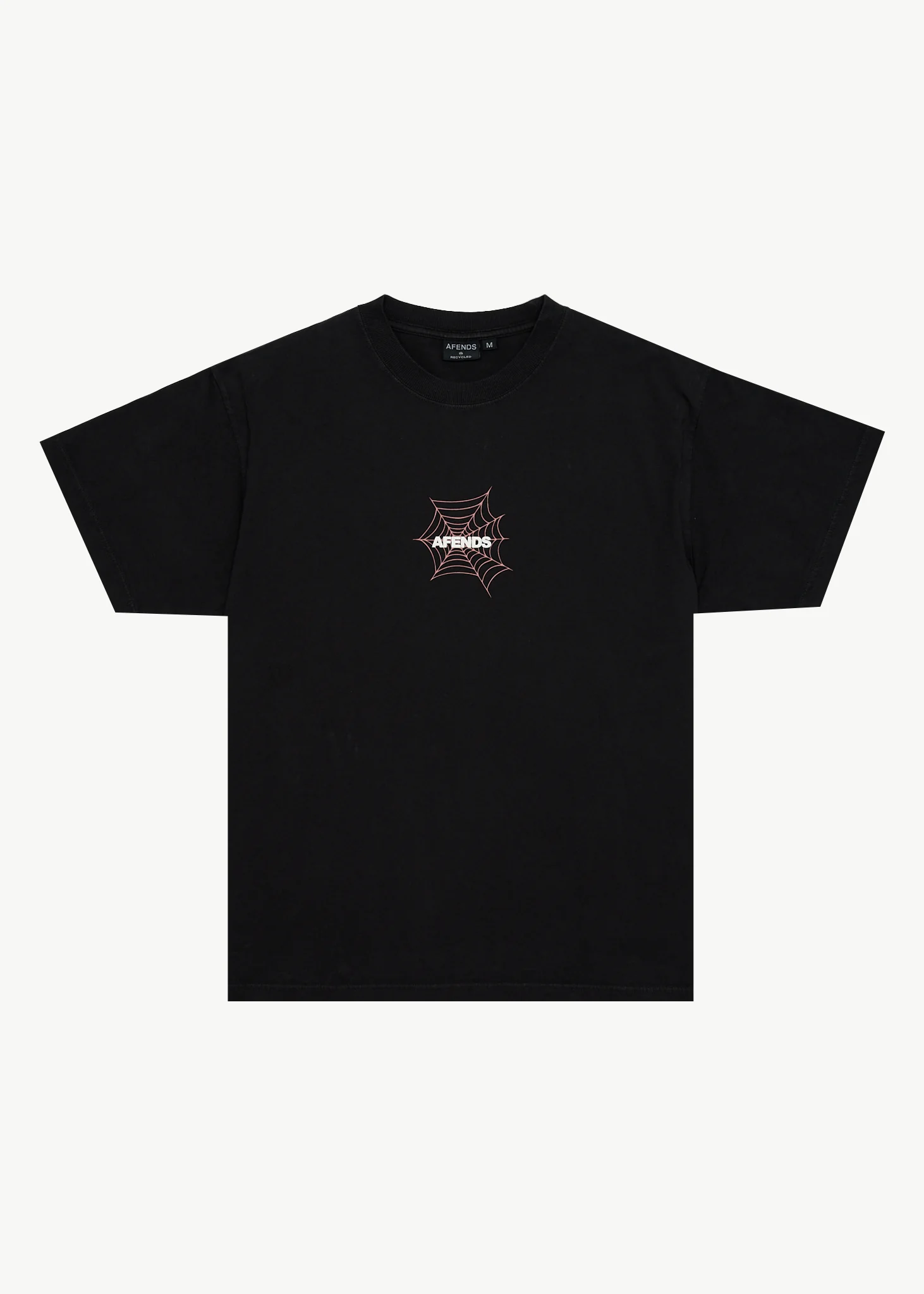 AFENDS Mens Webhead - Boxy Tee - Stone Black