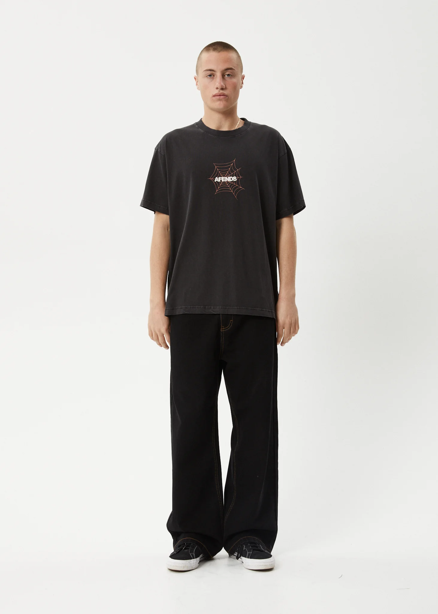 AFENDS Mens Webhead - Boxy Tee - Stone Black - Image 10