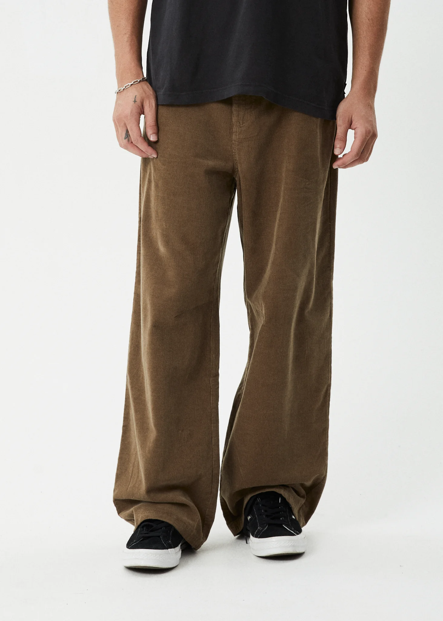 AFENDS Mens Welcome Back - Corduroy Baggy Pant - Fossil - Image 3