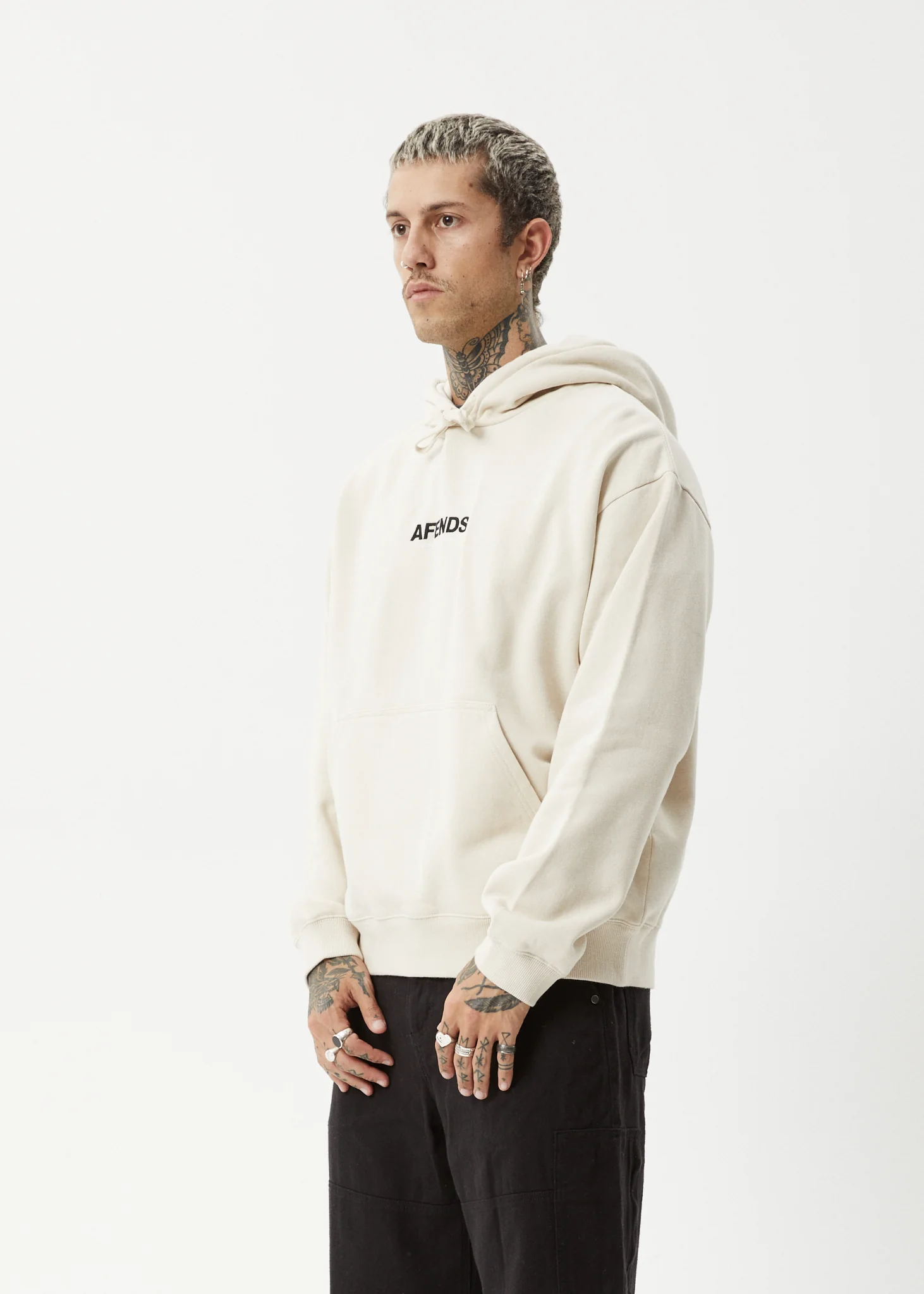 AFENDS Mens Vinyl - Hoodie - Moonbeam - Image 3