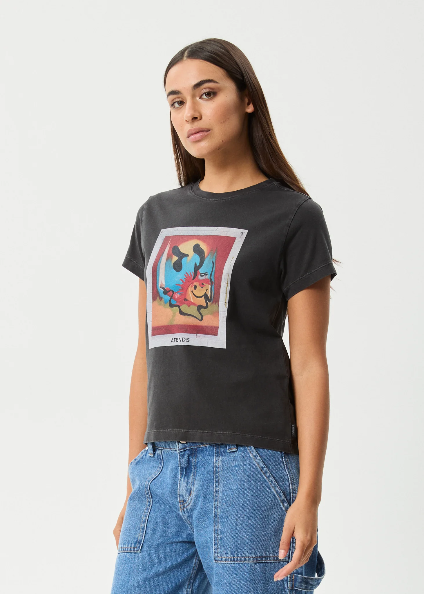 AFENDS Womens Apocalypso - Regular Tee - Stone Black - Image 3