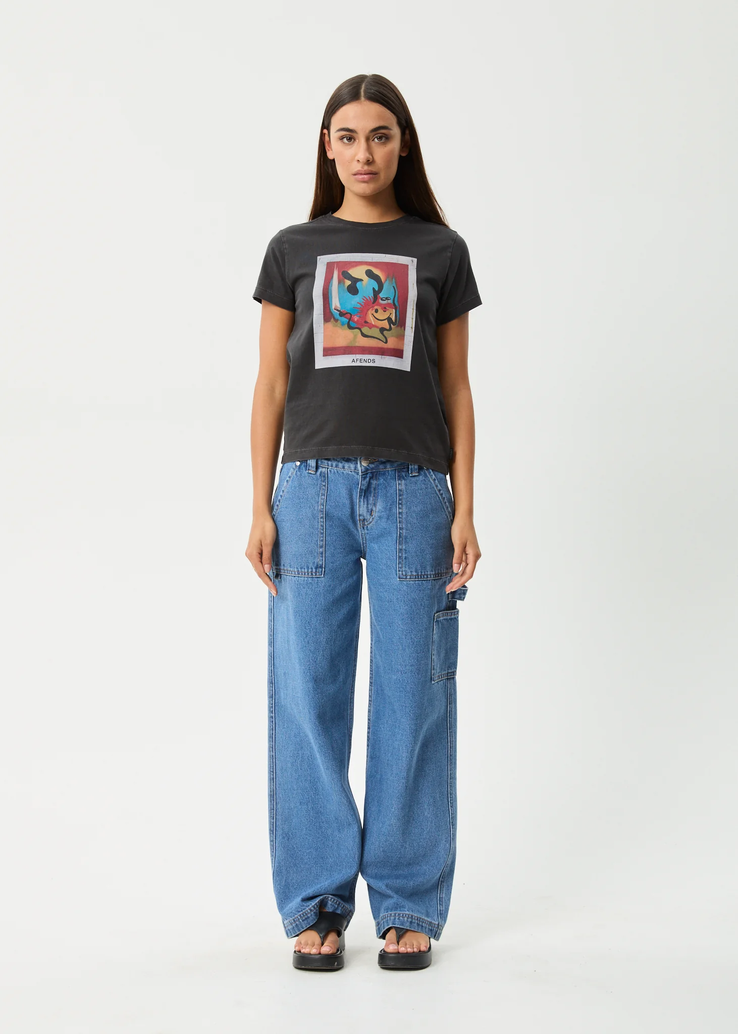 AFENDS Womens Apocalypso - Regular Tee - Stone Black - Image 7