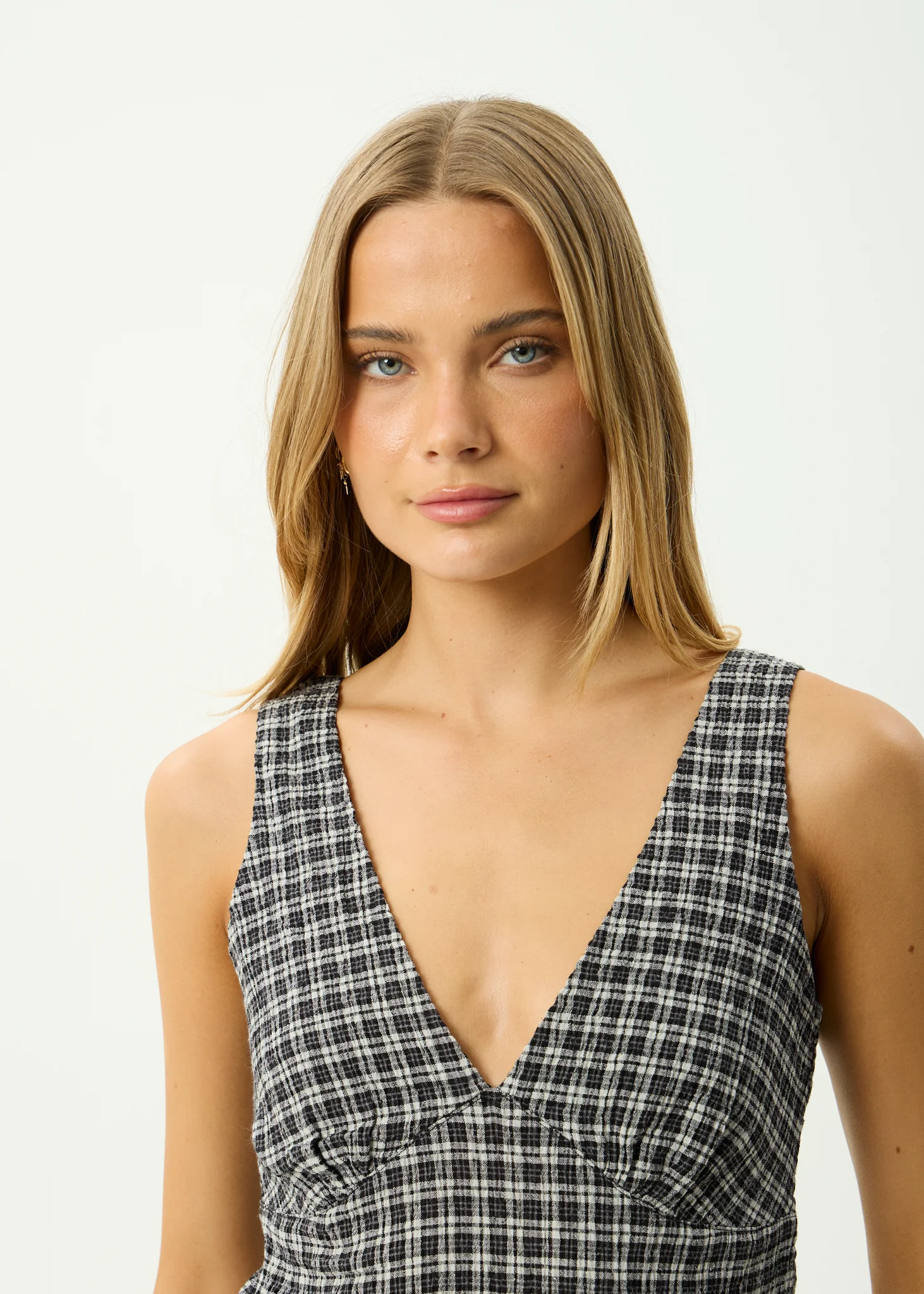 AFENDS Womens Giselle Asta - Seersucker Top - Steel Check - Image 6