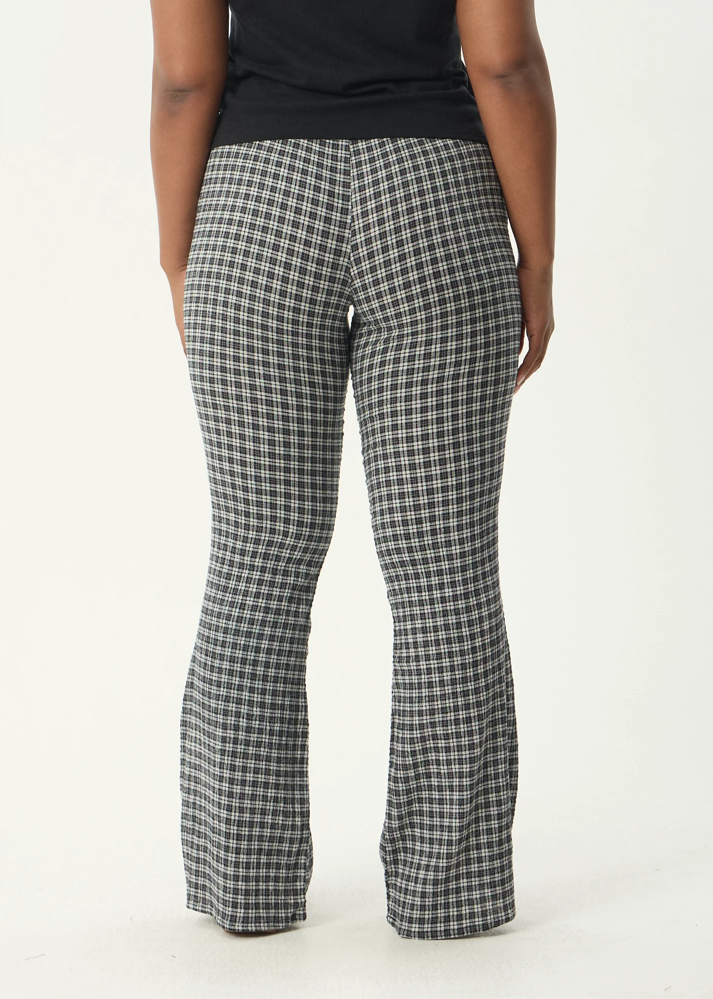 AFENDS Womens Asta - Seersucker Flare Pant - Steel Check - Image 12