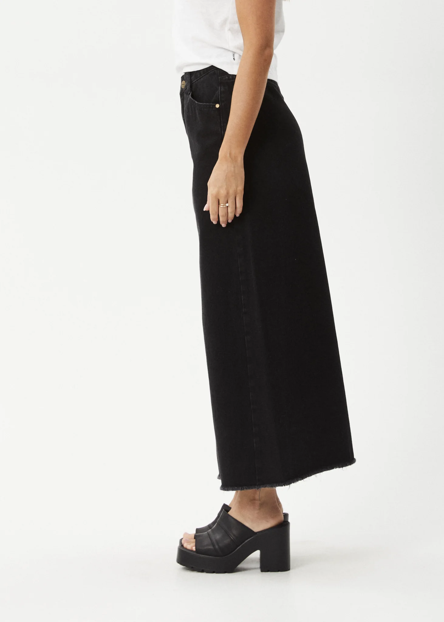 AFENDS Womens Chichi - Denim Midi Skirt - Washed Black - Image 5