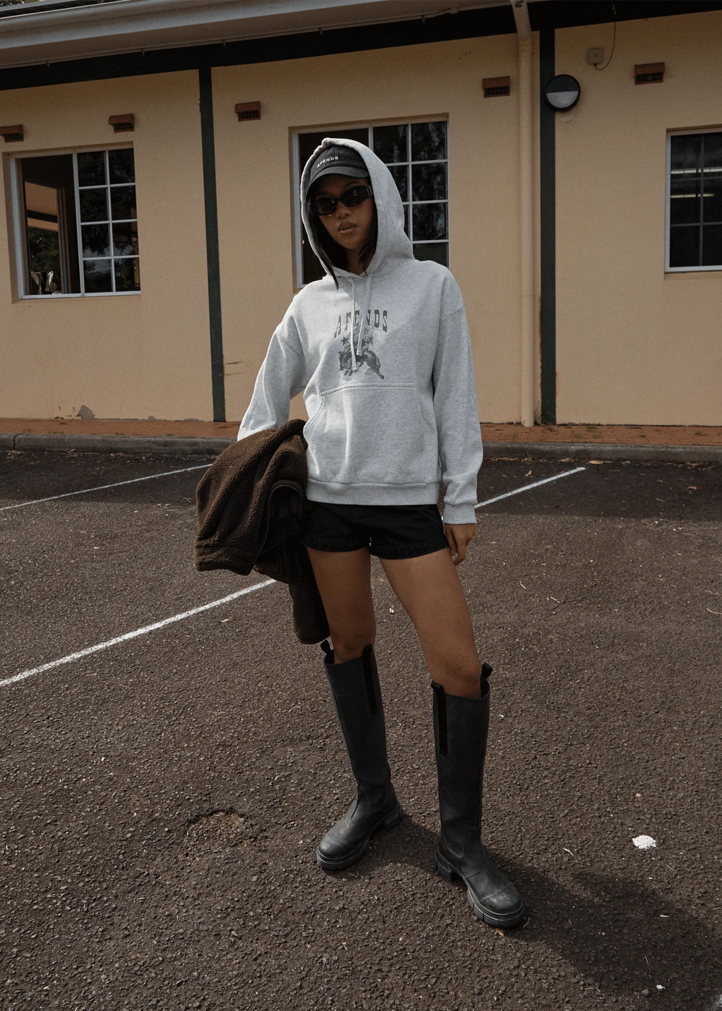 AFENDS Womens Cosmic Cow -  Hoodie - Grey Marle - Image 2