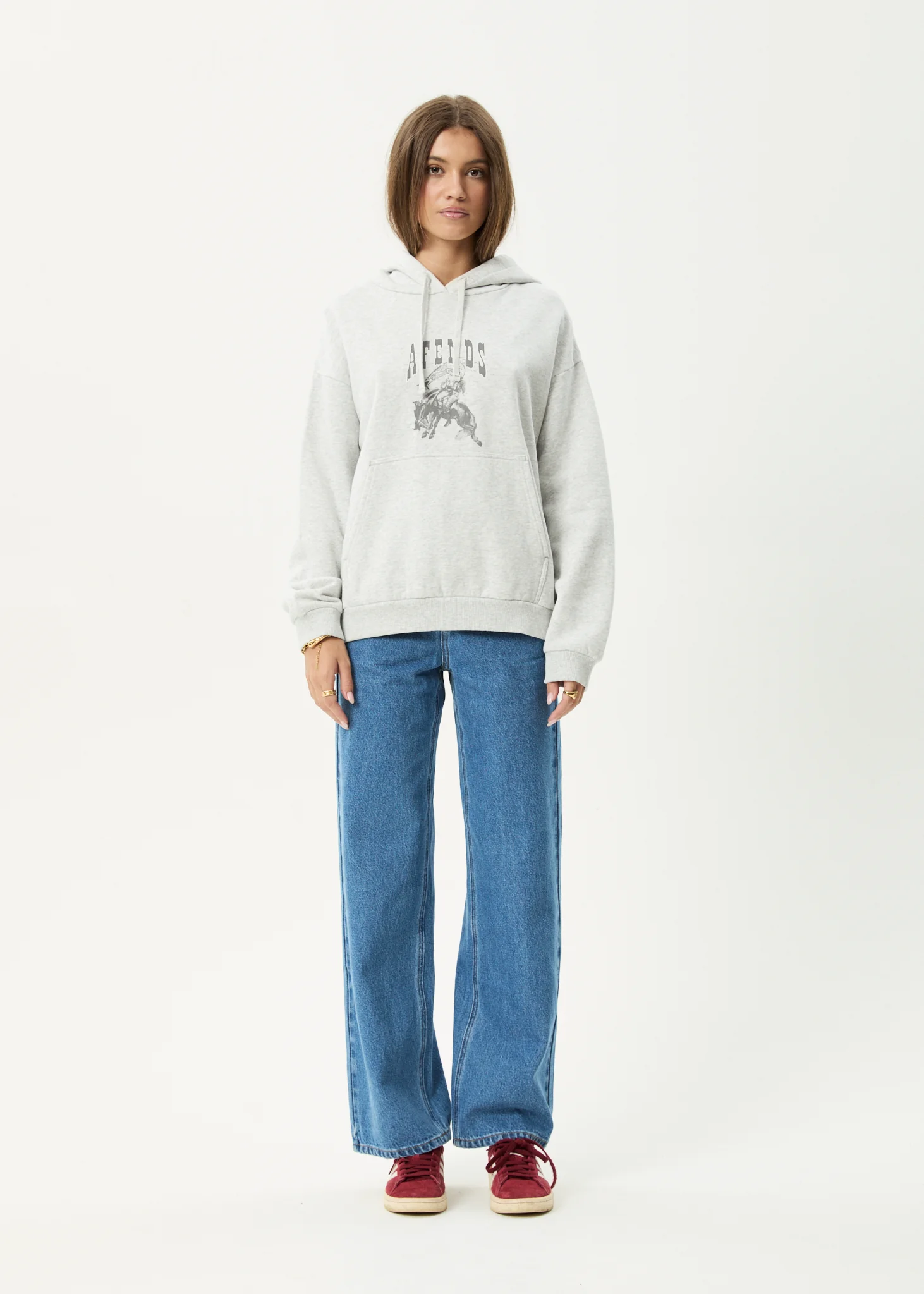 AFENDS Womens Cosmic Cow -  Hoodie - Grey Marle - Image 8