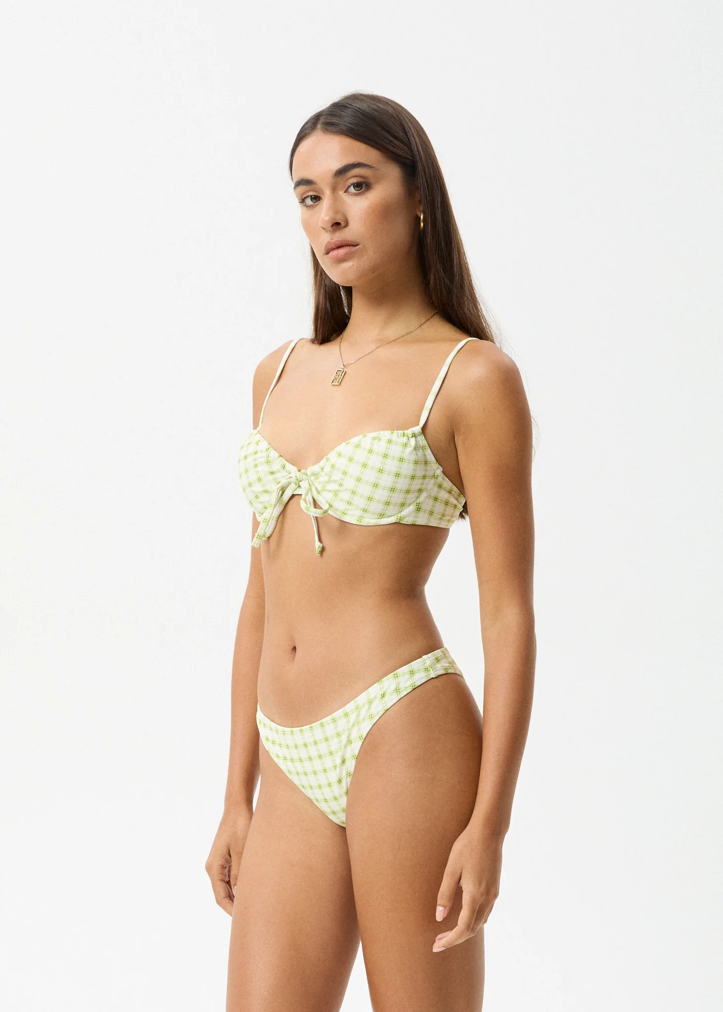 AFENDS Womens Darcy - Check Bikini Bottom - Lemongrass Check - Image 3