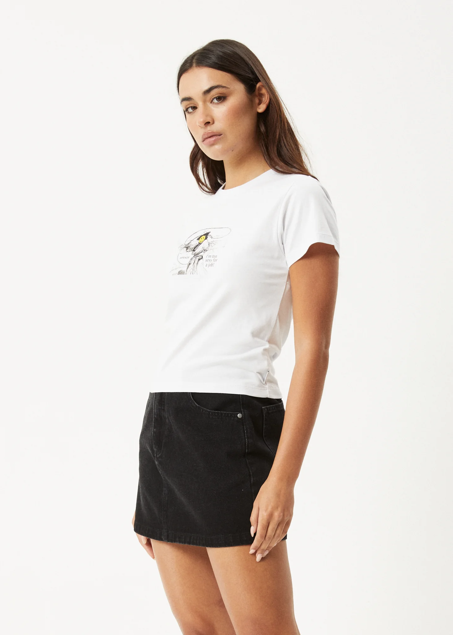 AFENDS Womens Day Job - Baby Tee - White - Image 3