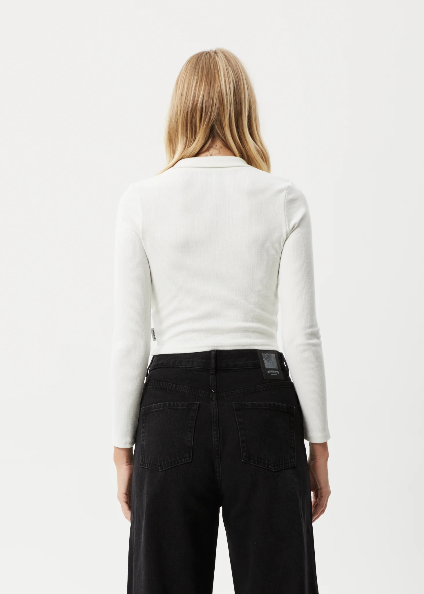 AFENDS Womens Eliza - Rib Long Sleeve Shirt - Off White - Image 4