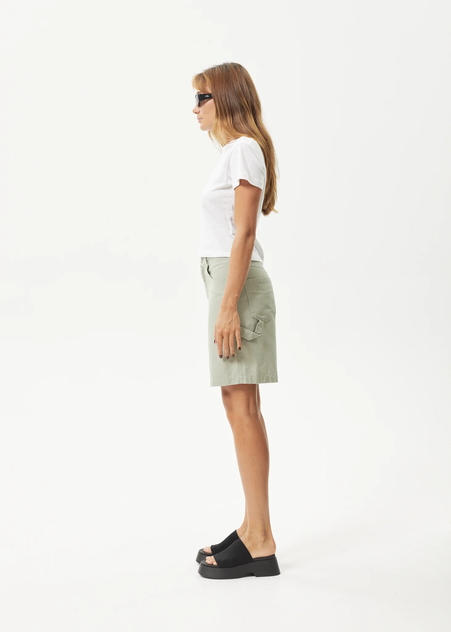 AFENDS Womens Emilie - Canvas Workwear Short - Eucalyptus - Image 4
