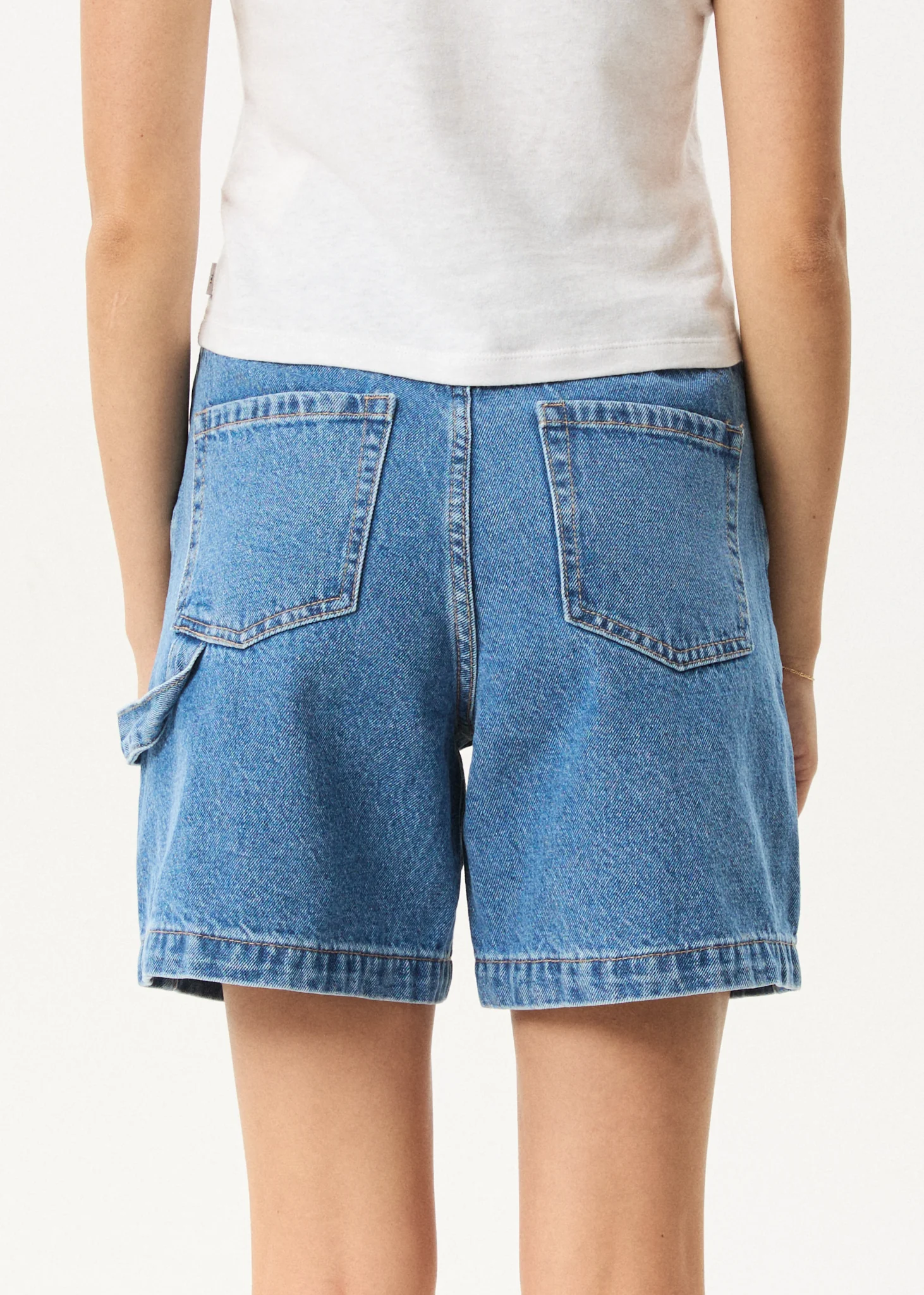 AFENDS Womens Emilie - Denim Workwear Short - Worn Blue - Image 5