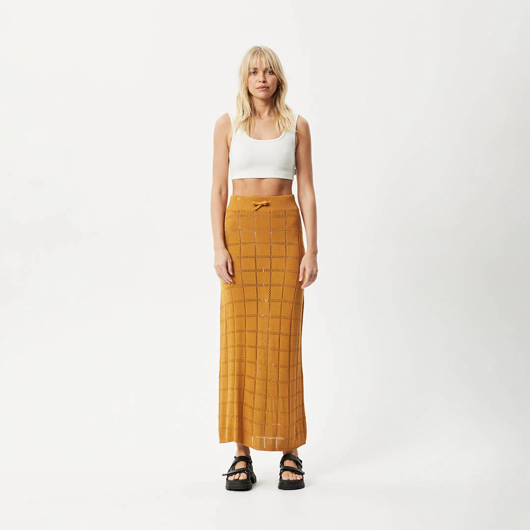 AFENDS Womens Femme - Knit Maxi Skirt - Mustard - Image 5