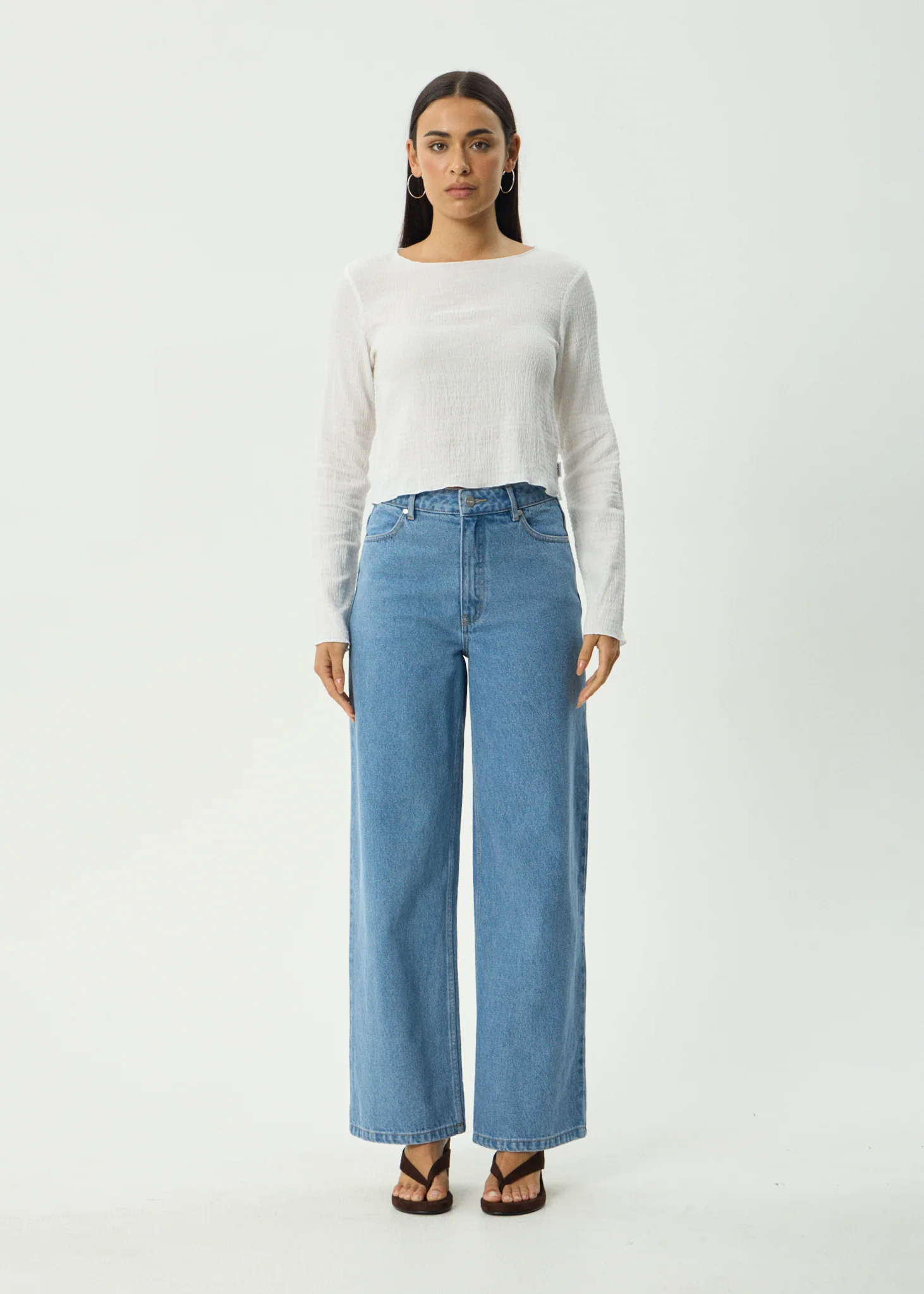 AFENDS Womens Focus - Seersucker Long Sleeve Top - Off White - Image 15