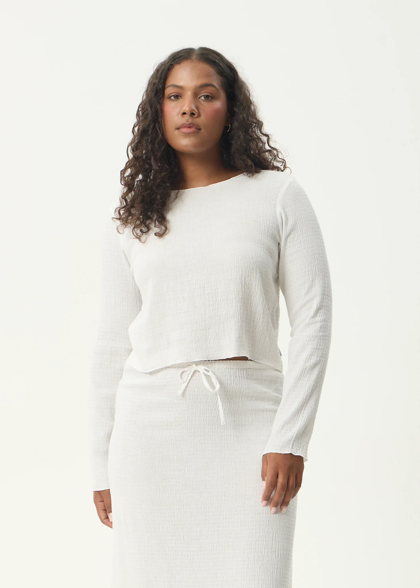 AFENDS Womens Focus - Seersucker Long Sleeve Top - Off White - Image 3