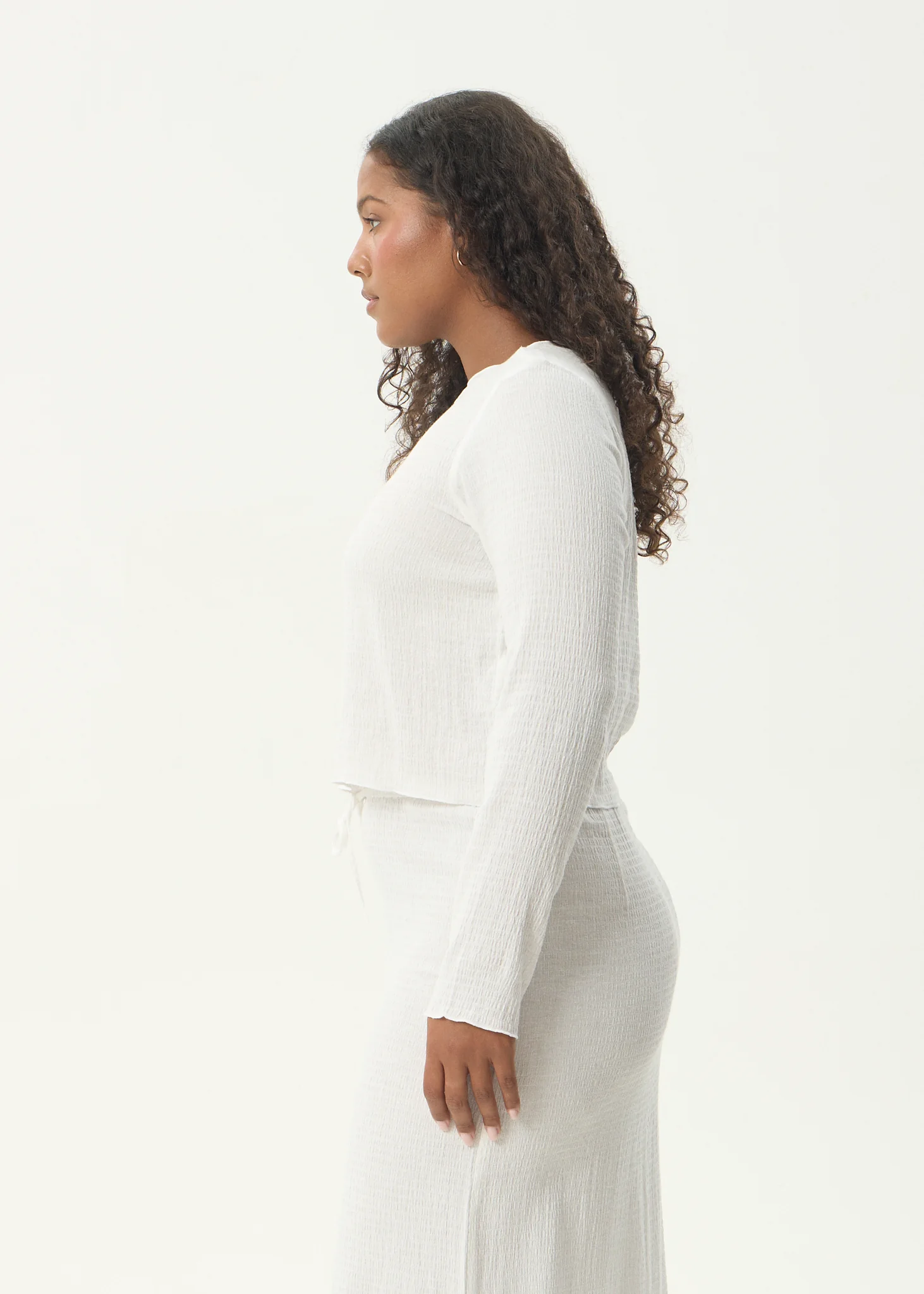 AFENDS Womens Focus - Seersucker Long Sleeve Top - Off White - Image 9