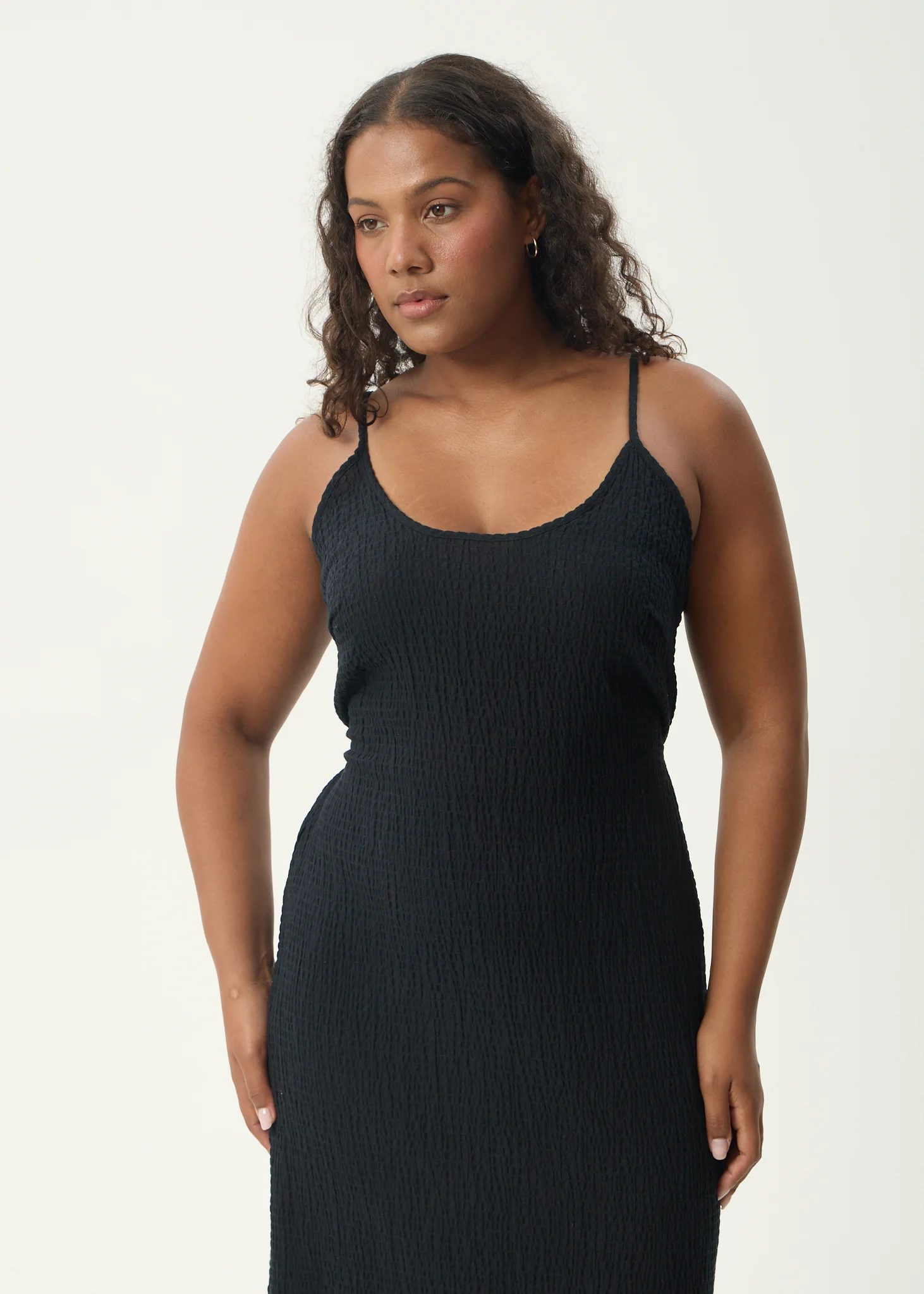 AFENDS Womens Focus Rumi - Seersucker Midi Dress - Black - Image 10