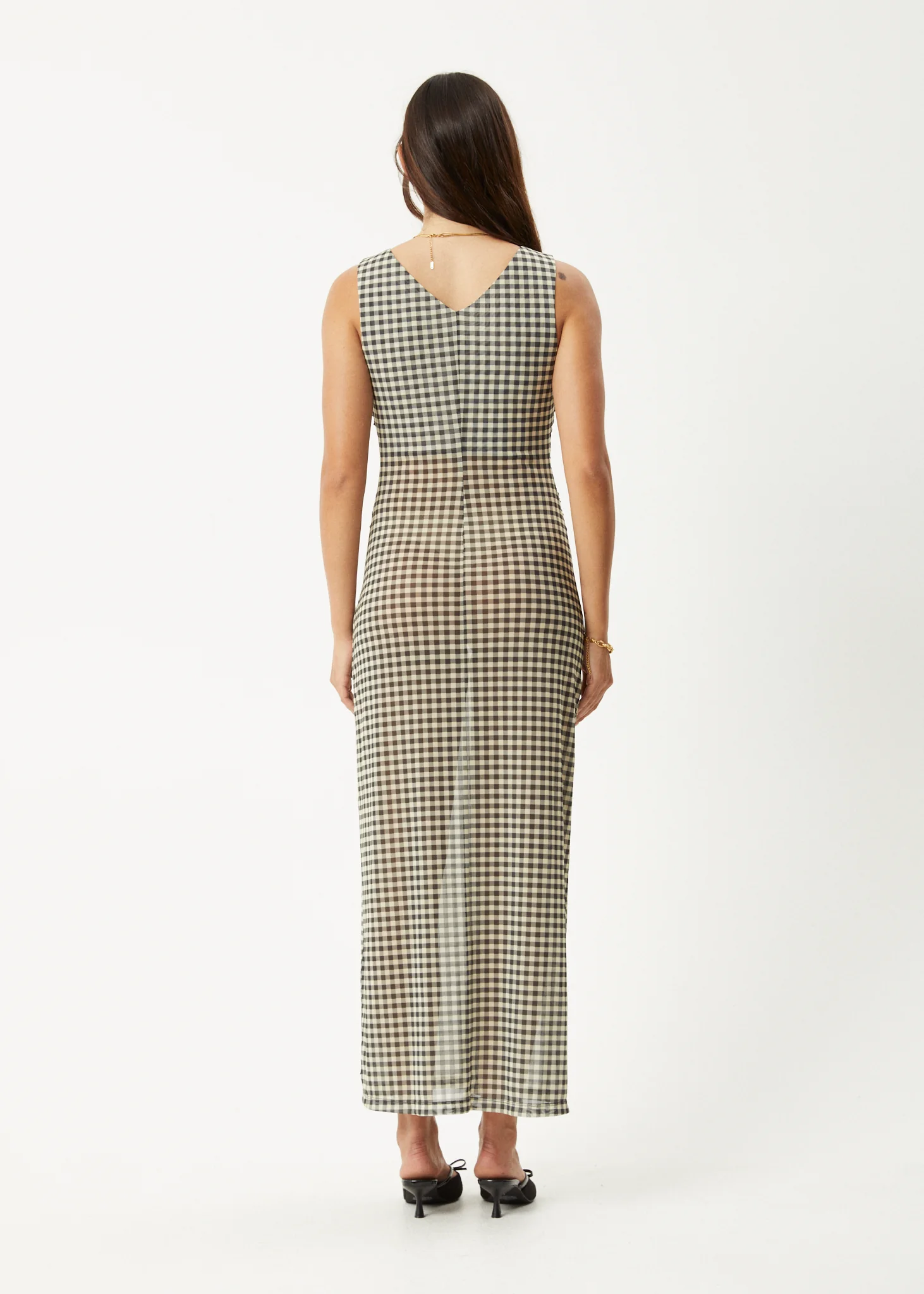 AFENDS Womens Gambet -  Sheer Maxi Dress - Black / Sand - Image 5