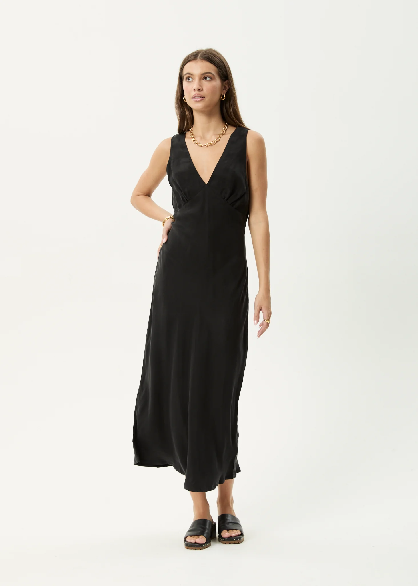 AFENDS Womens Gia - Cupro Maxi Dress - Black - Image 2