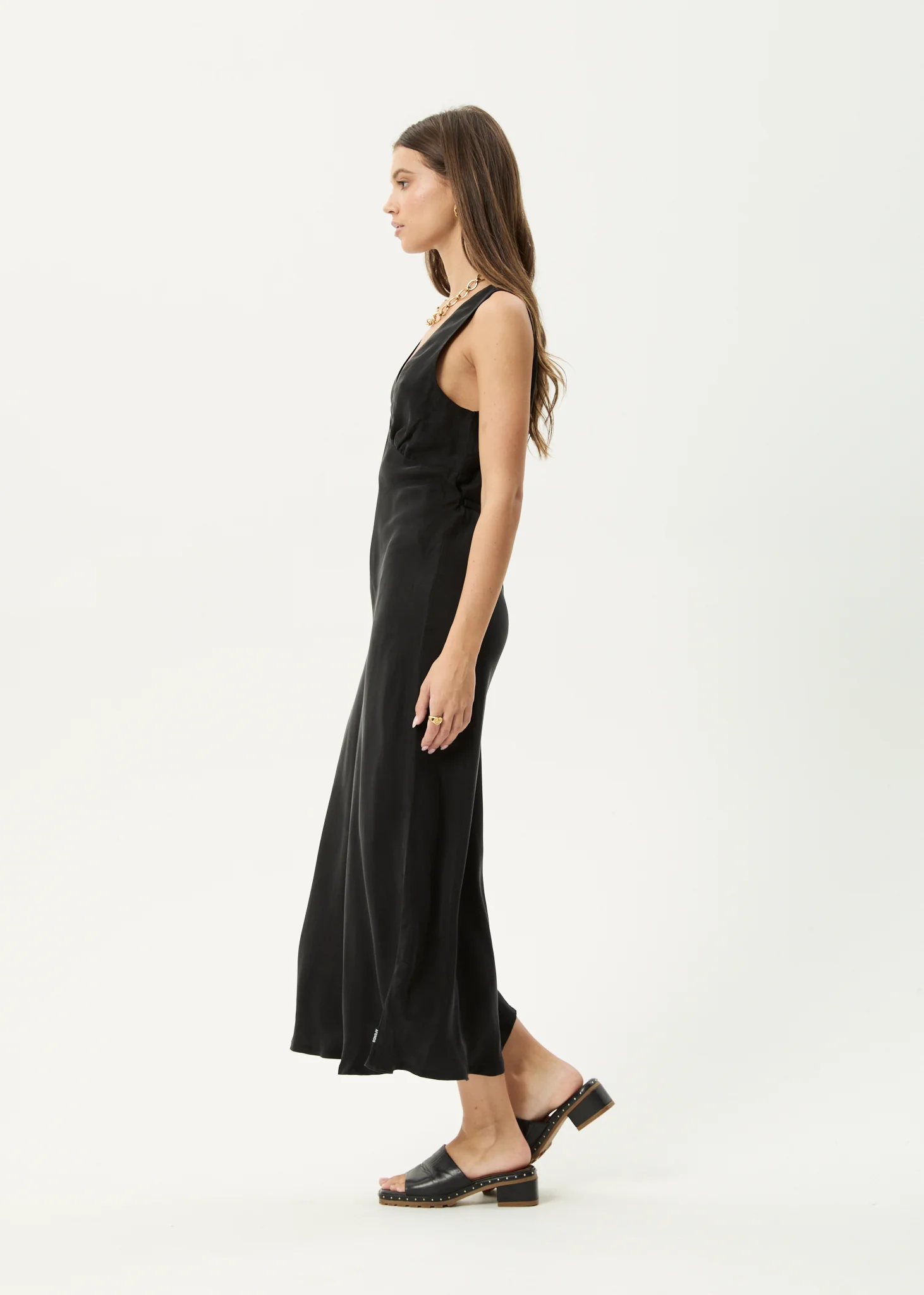AFENDS Womens Gia - Cupro Maxi Dress - Black - Image 4