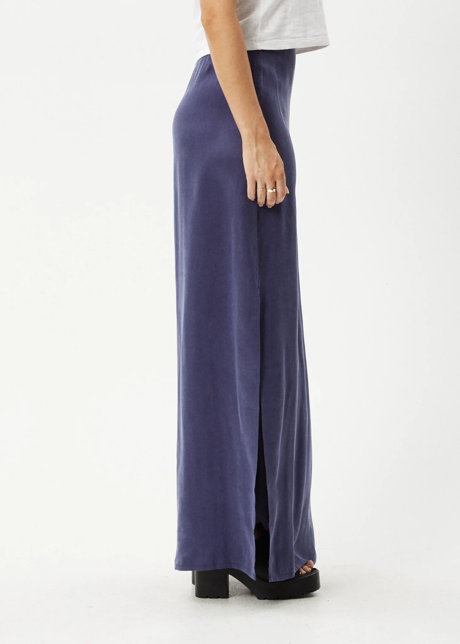 AFENDS Womens Grace - Cupro Maxi Skirt - Navy - Image 4