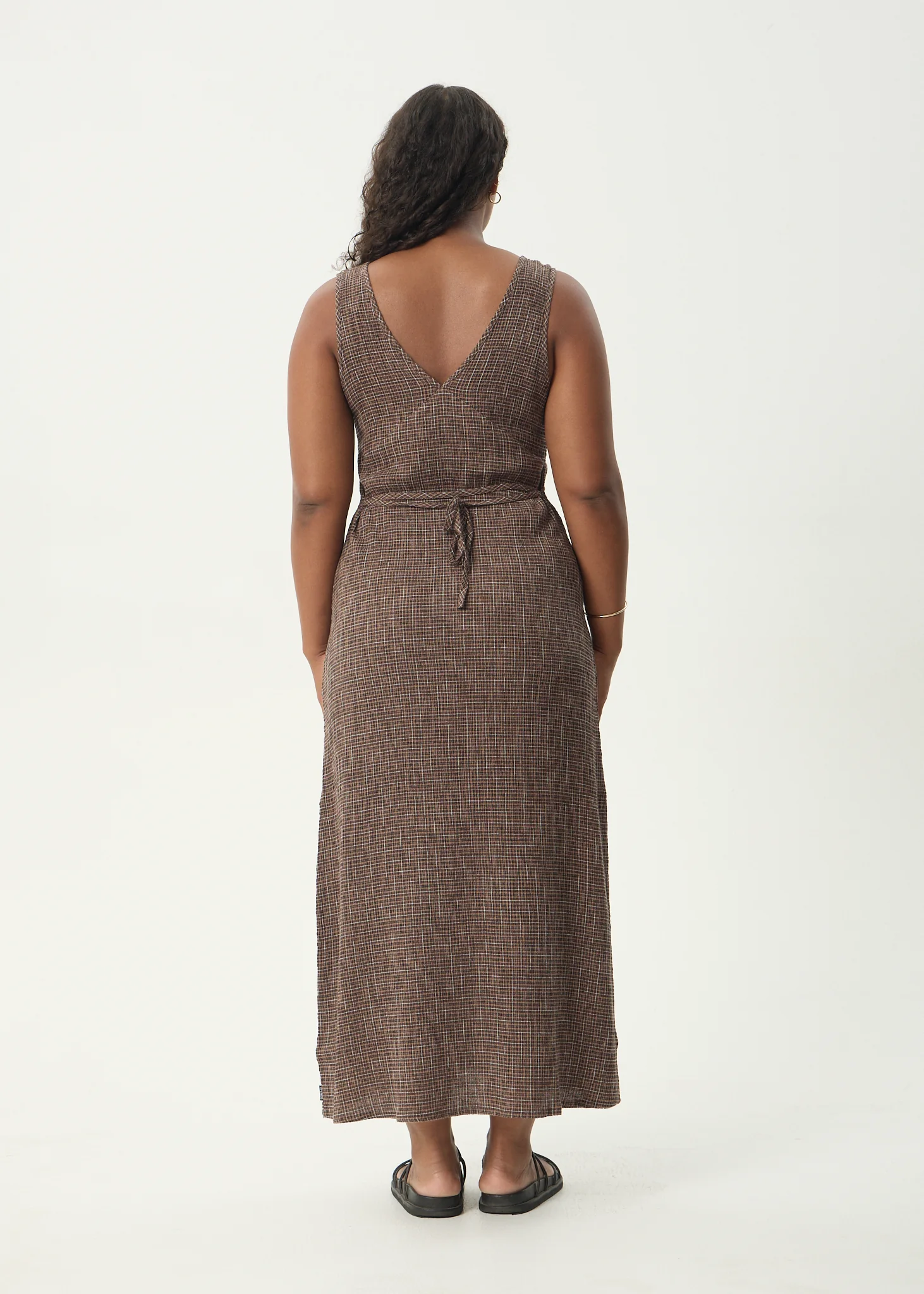 AFENDS Womens Hometown - Seersucker Maxi Dress - Coffee - Image 10
