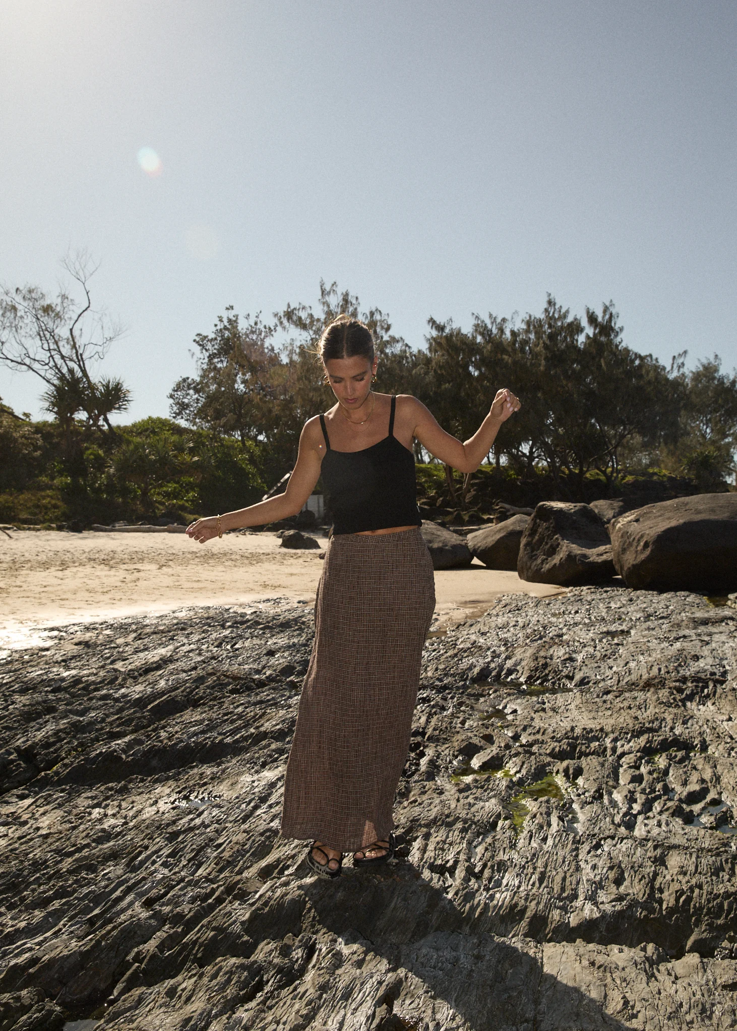 AFENDS Womens Hometown - Seersucker Maxi Skirt - Coffee - Image 11