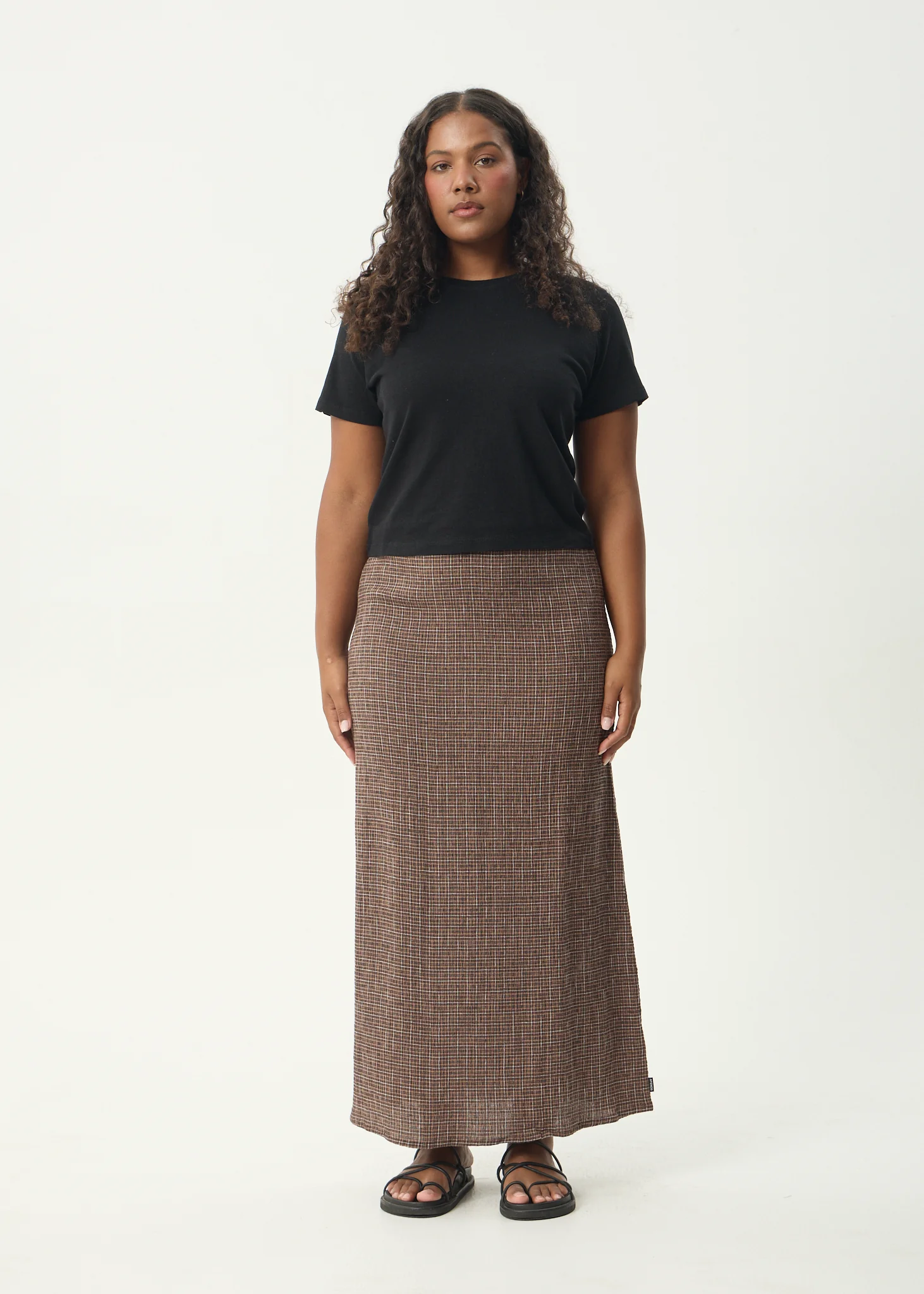 AFENDS Womens Hometown - Seersucker Maxi Skirt - Coffee - Image 3