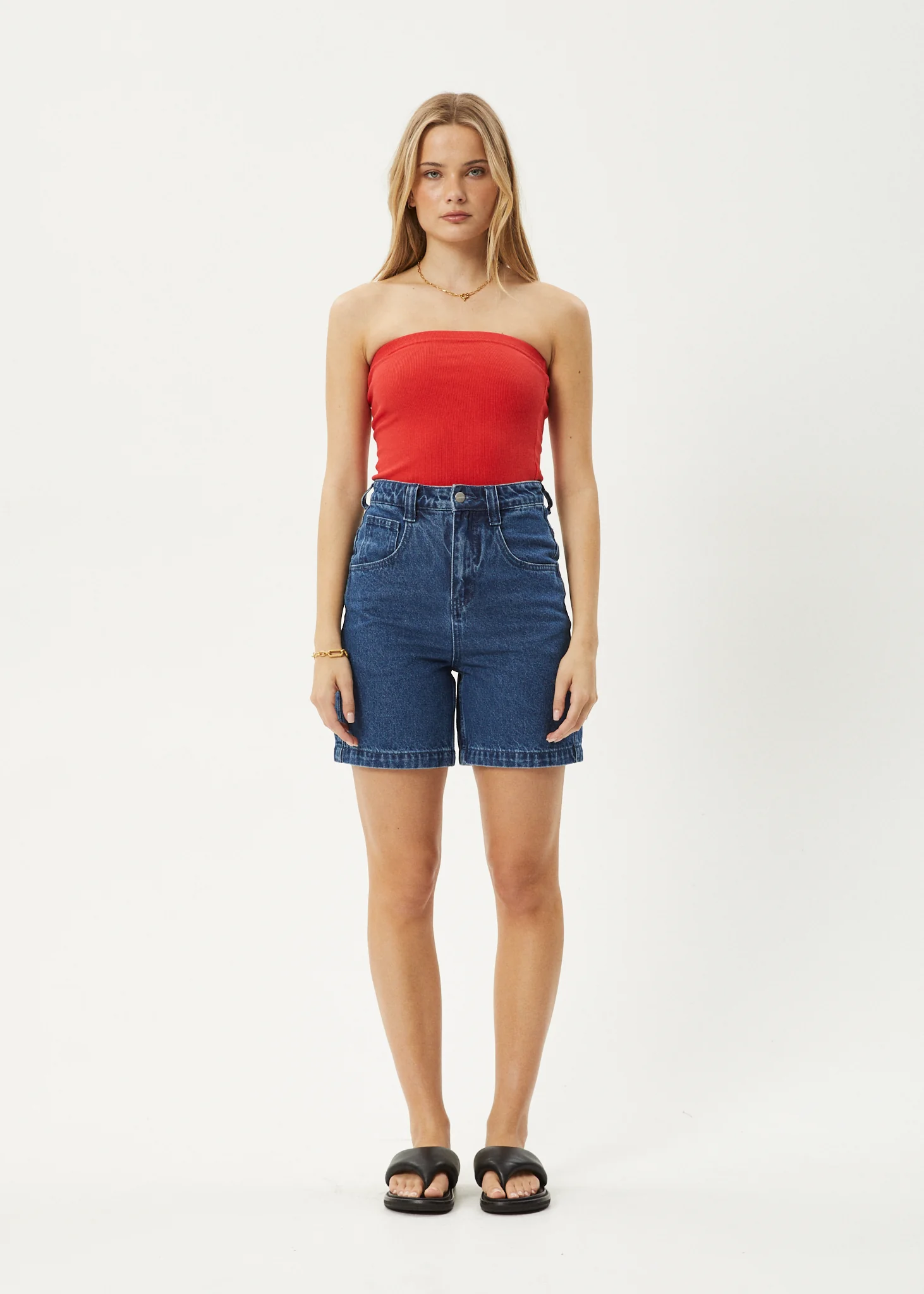 AFENDS Womens Jamie - Rib Tube Top - Tomato - Image 6