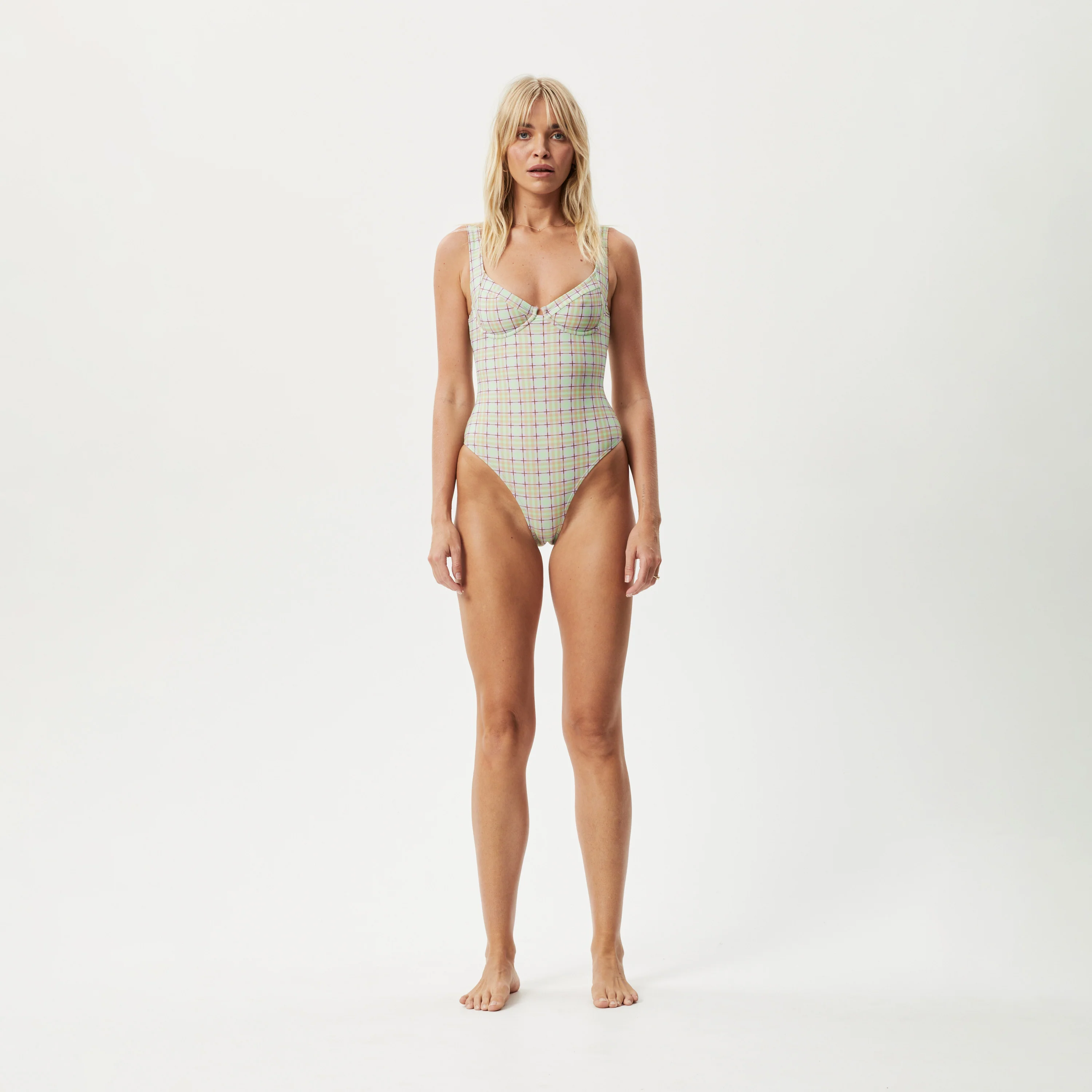AFENDS Womens Kali - Check One Piece - Pistachio Check - Image 5