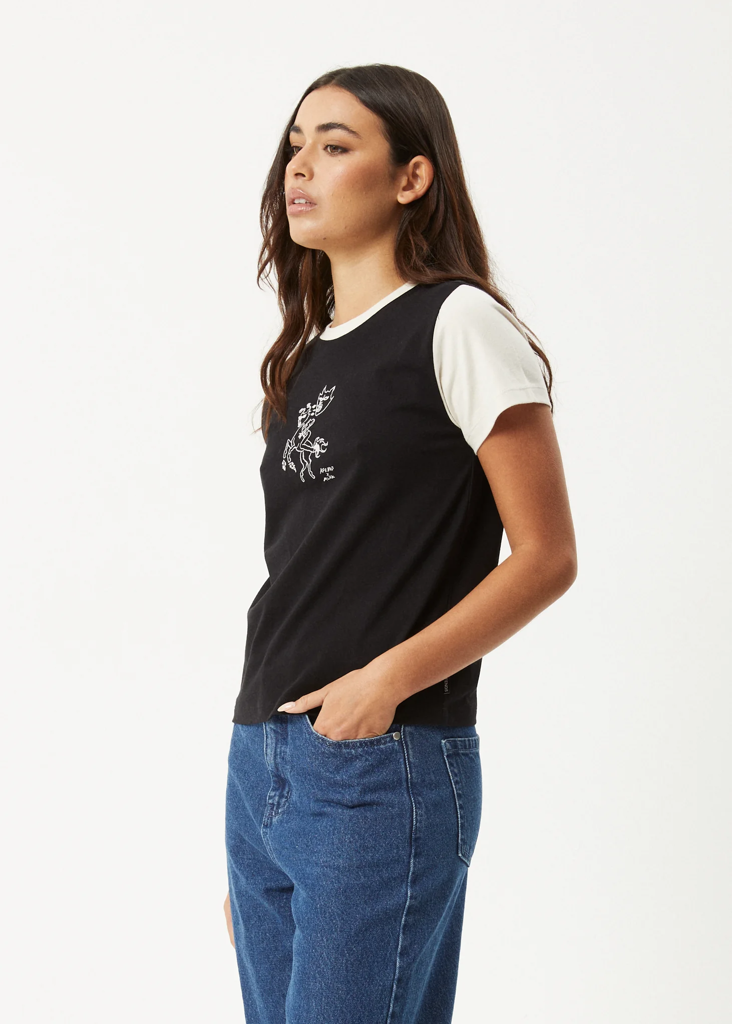 AFENDS Womens Karlee -  Regular Tee - Black - Image 3