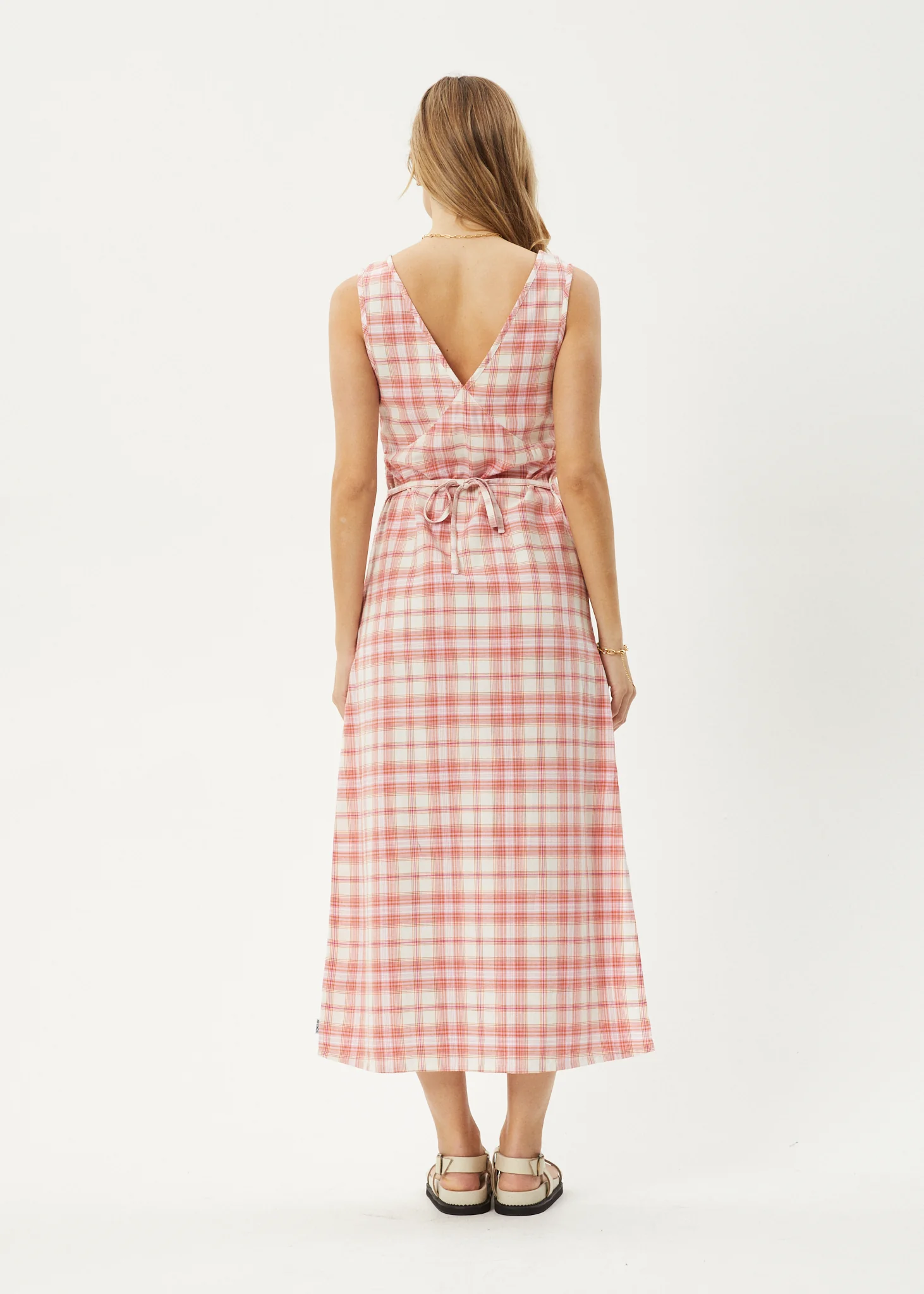 AFENDS Womens Kayla - Check Maxi Dress - Pink Check - Image 5