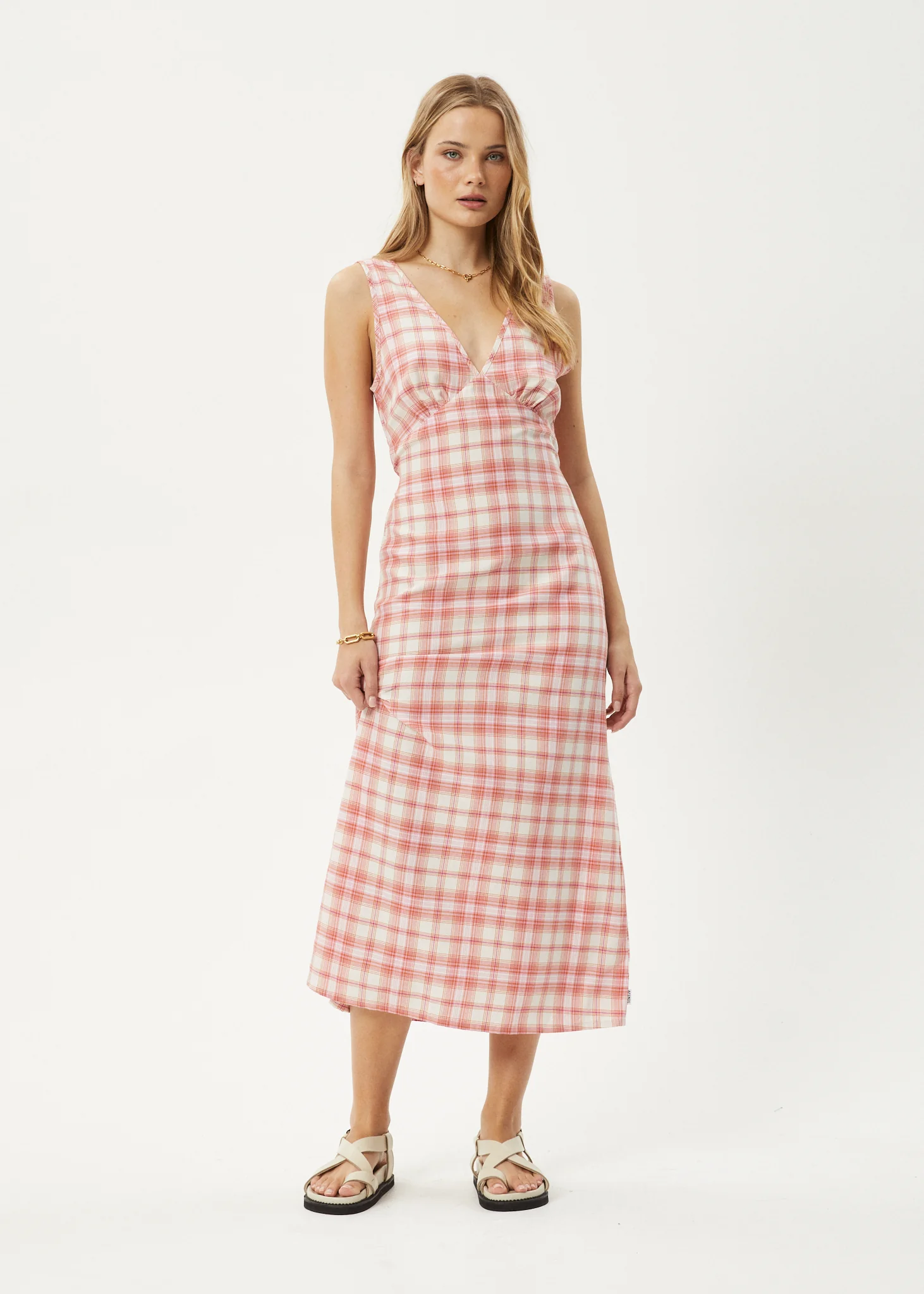 AFENDS Womens Kayla - Check Maxi Dress - Pink Check - Image 8