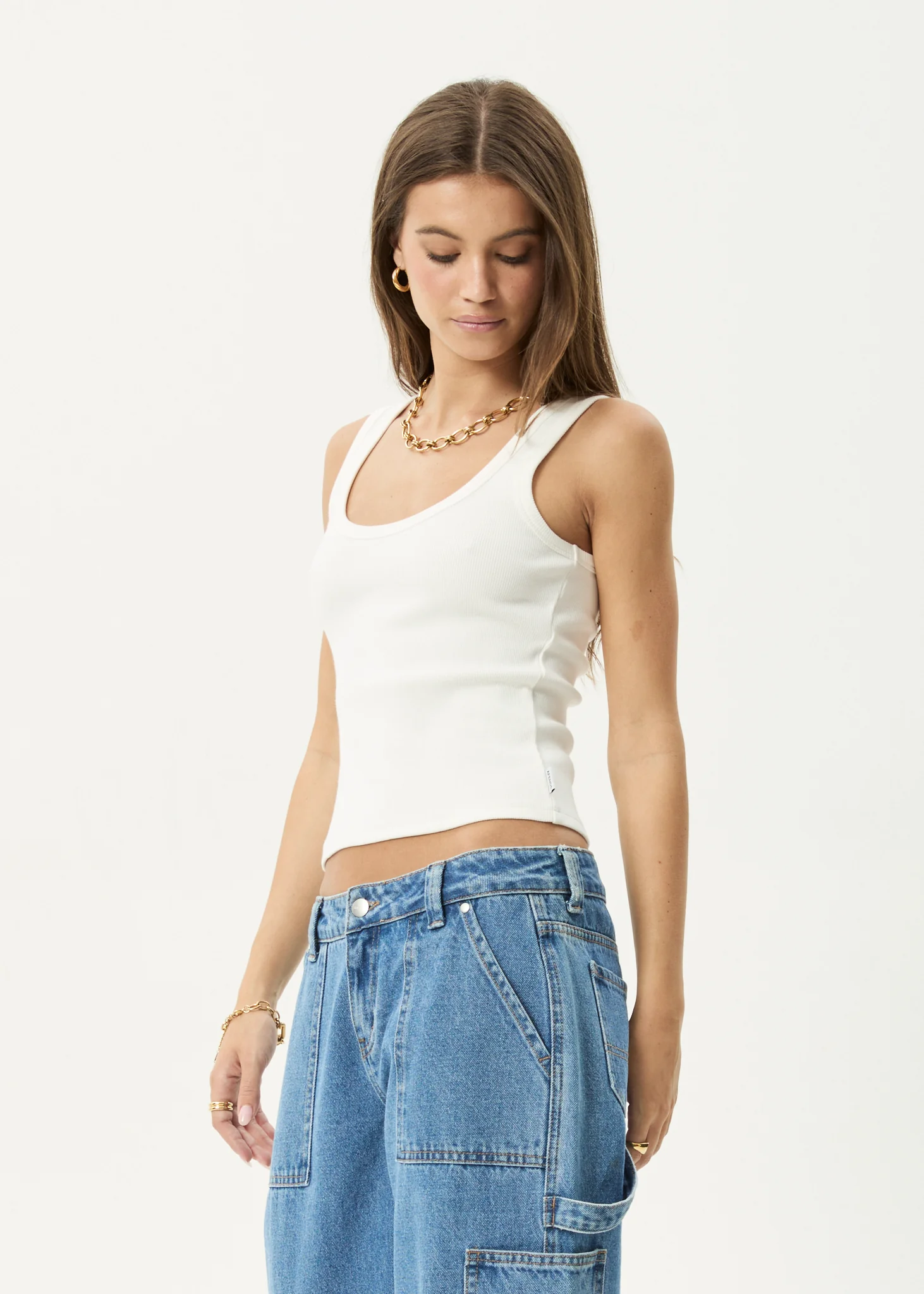 AFENDS Womens Layden - Rib Singlet - White - Image 3