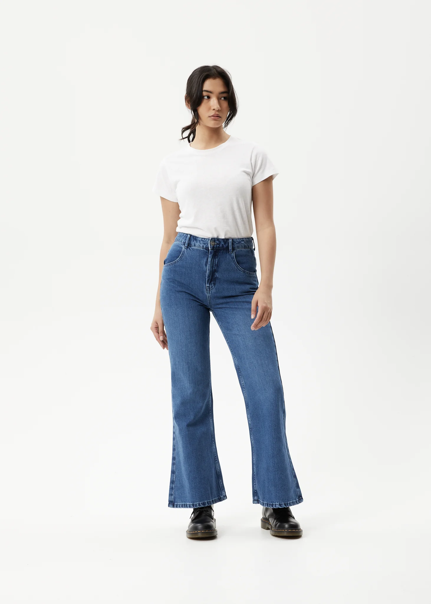 AFENDS Womens Marsha - Denim Slim Flared Jean - Authentic Blue - Image 3