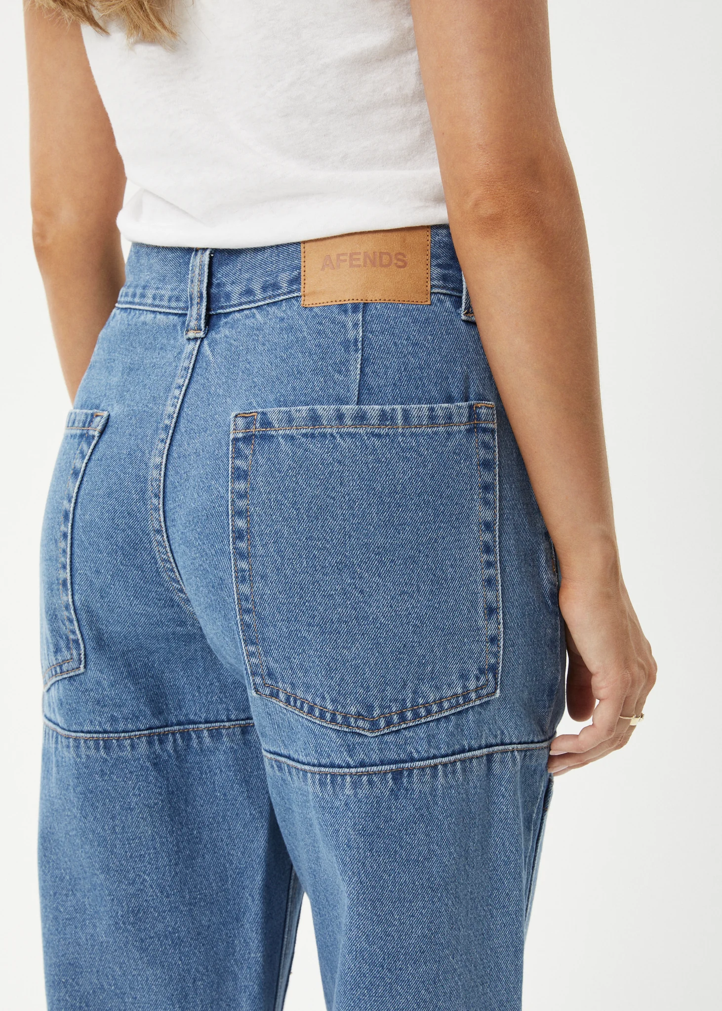 AFENDS Womens Moss - Denim Workwear Jean - Worn Blue - Image 6