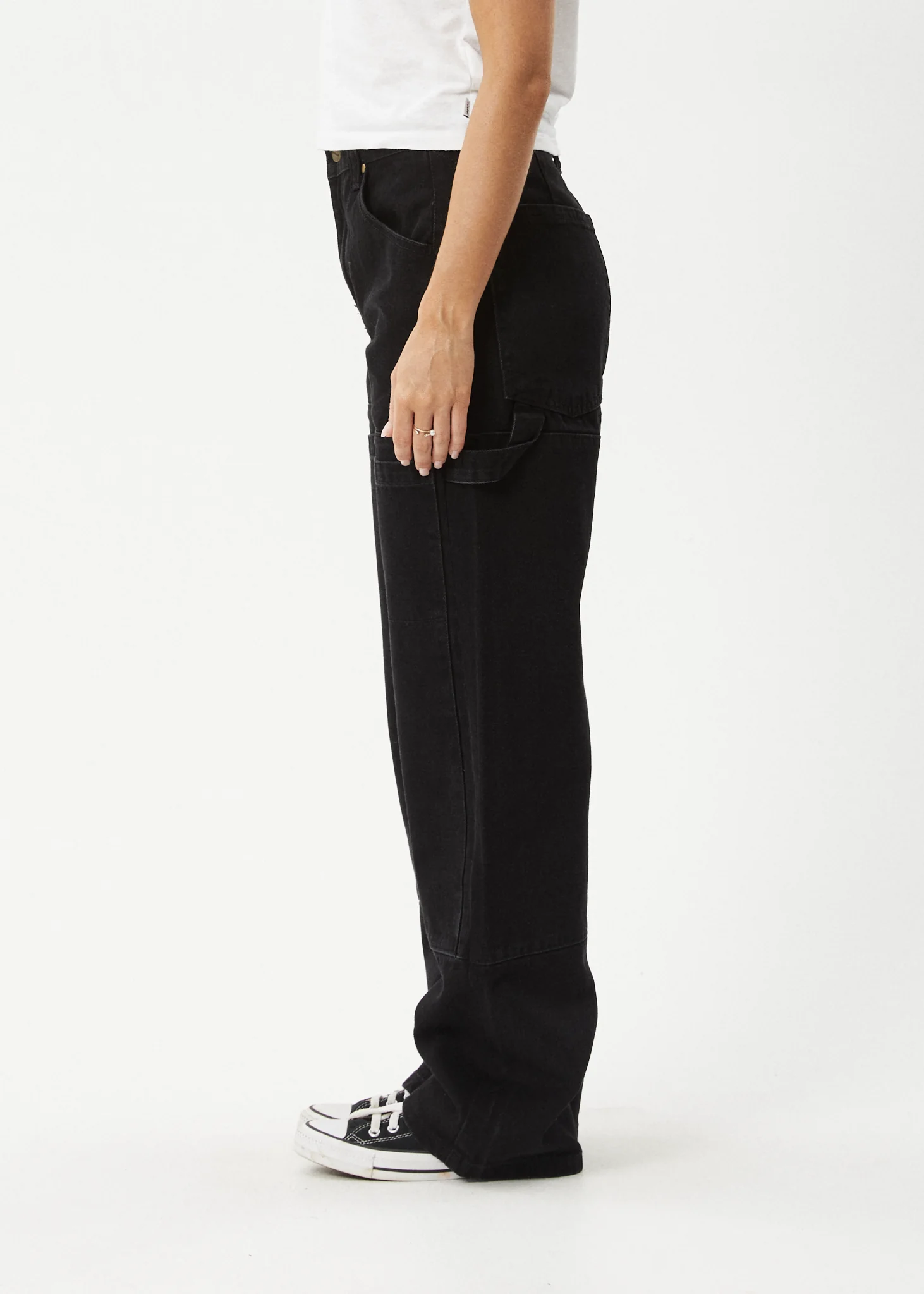 AFENDS Womens Moss - Denim Workwear Jean - Washed Black - Image 4