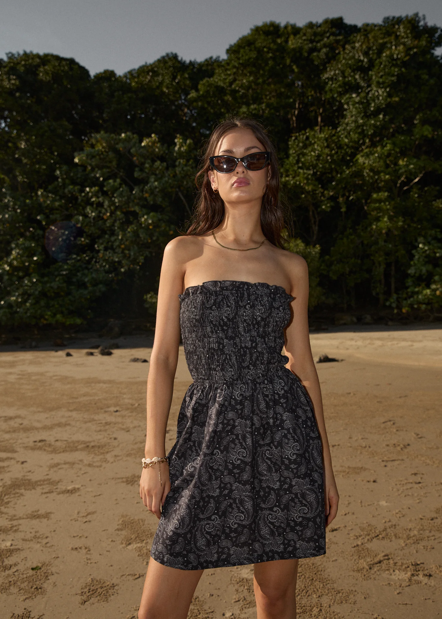 AFENDS Womens Paisley - Strapless Mini Dress - Black - Image 2