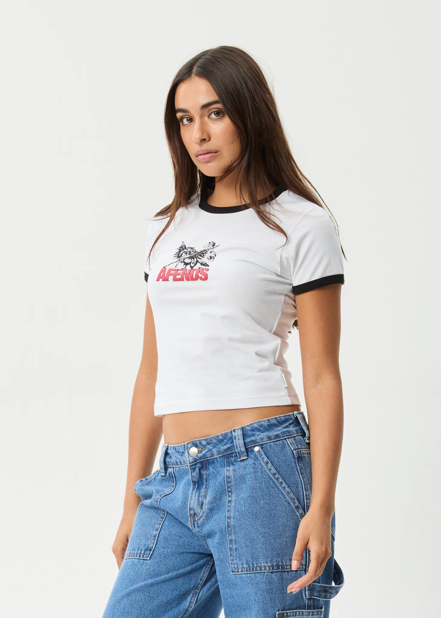 AFENDS Womens Pony Up - Ringer Tee - White - Image 3