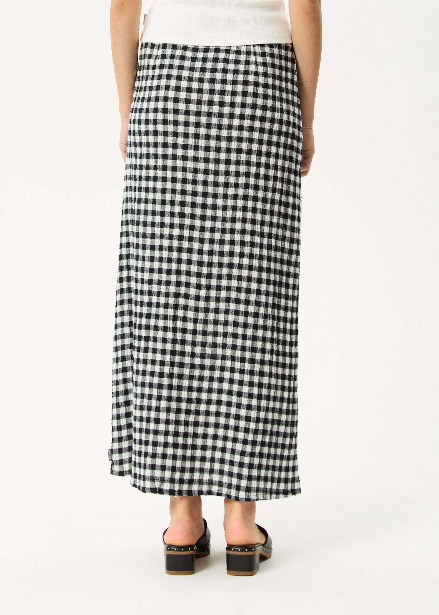 AFENDS Womens Rowan - Seersucker Maxi Skirt - Black / White - Image 6