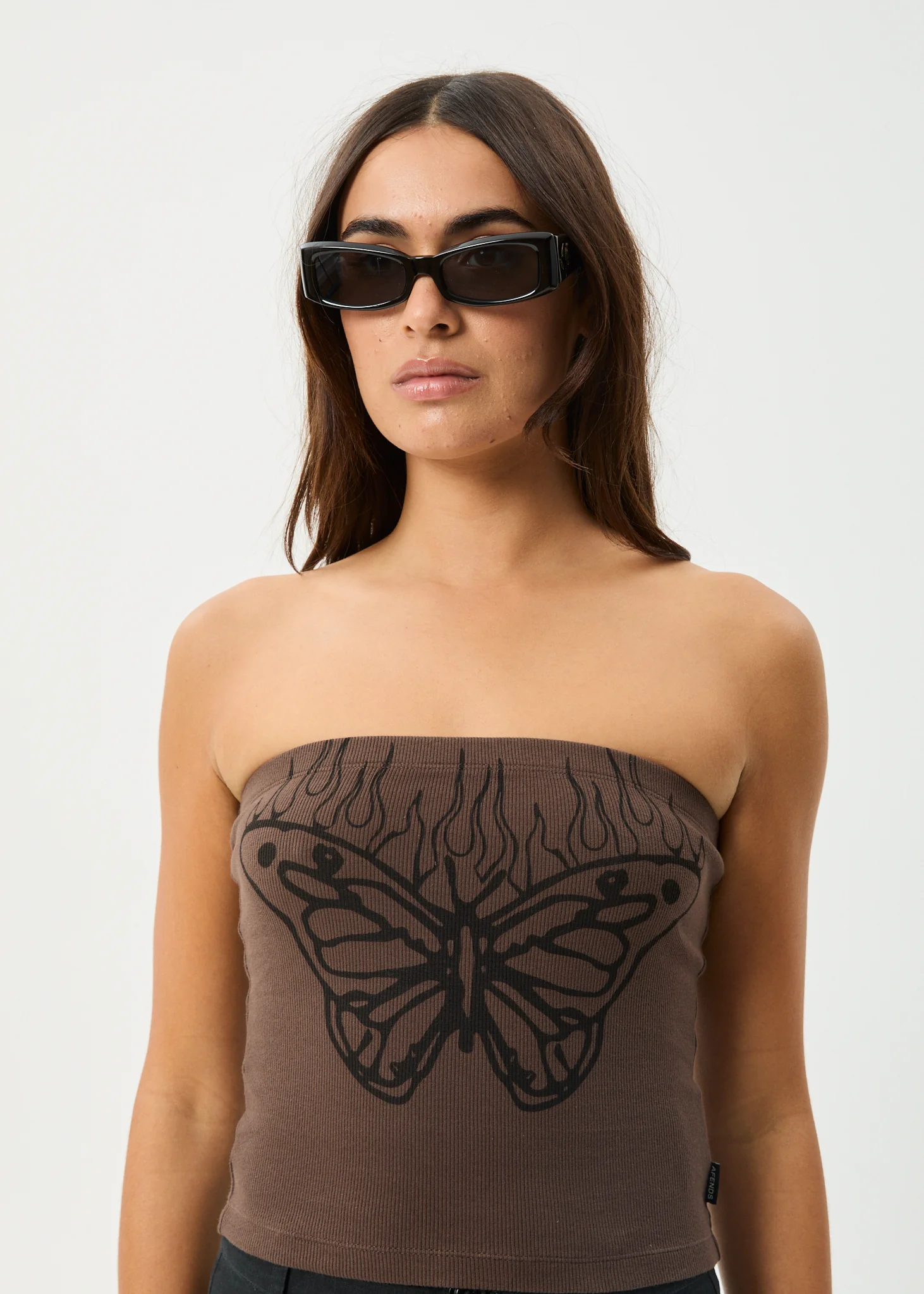 AFENDS Womens Set Fire - Rib Tube Top - Coffee - Image 2