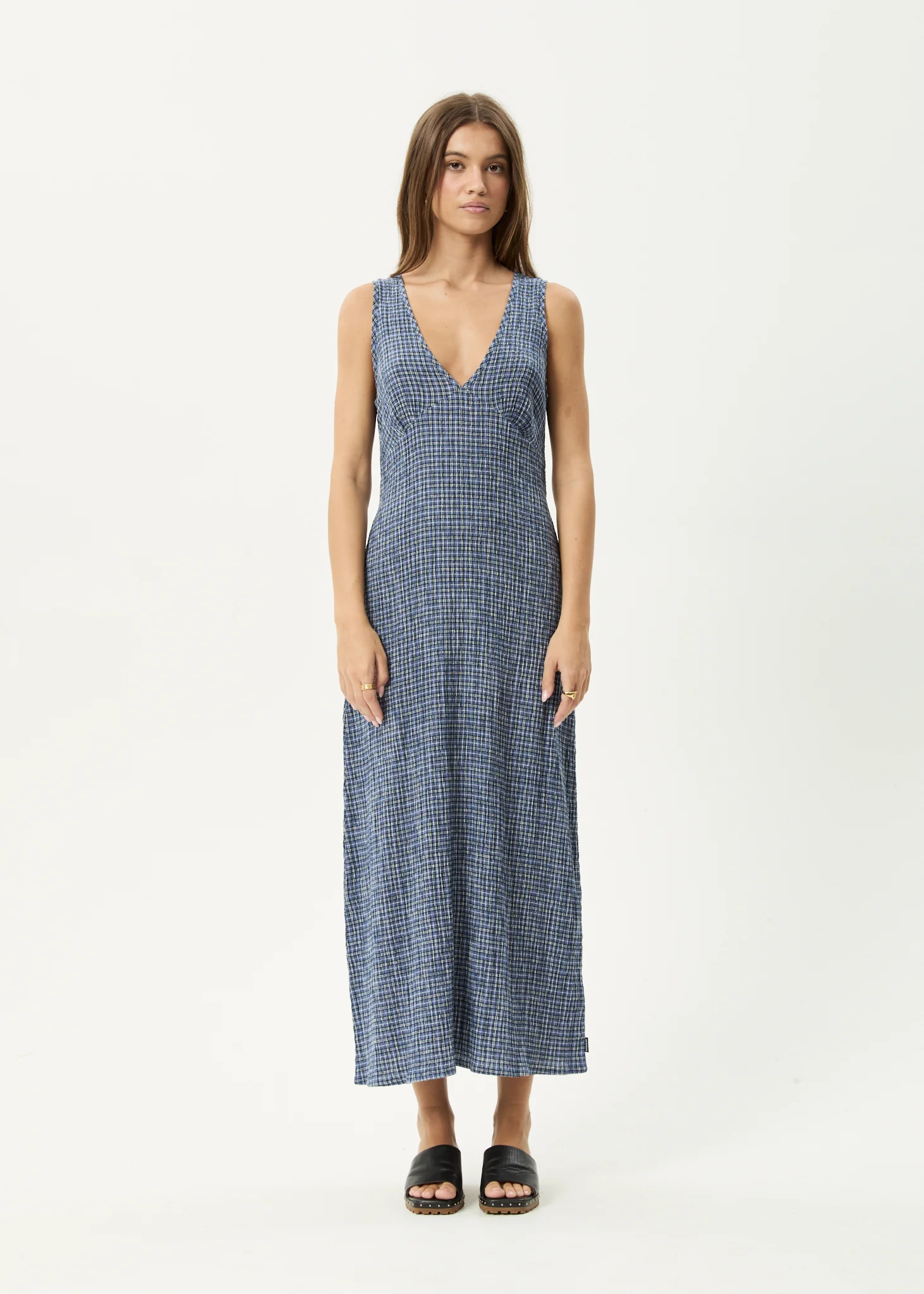 AFENDS Womens Shipwreck - Seersucker Maxi Dress - Marlin - Image 12