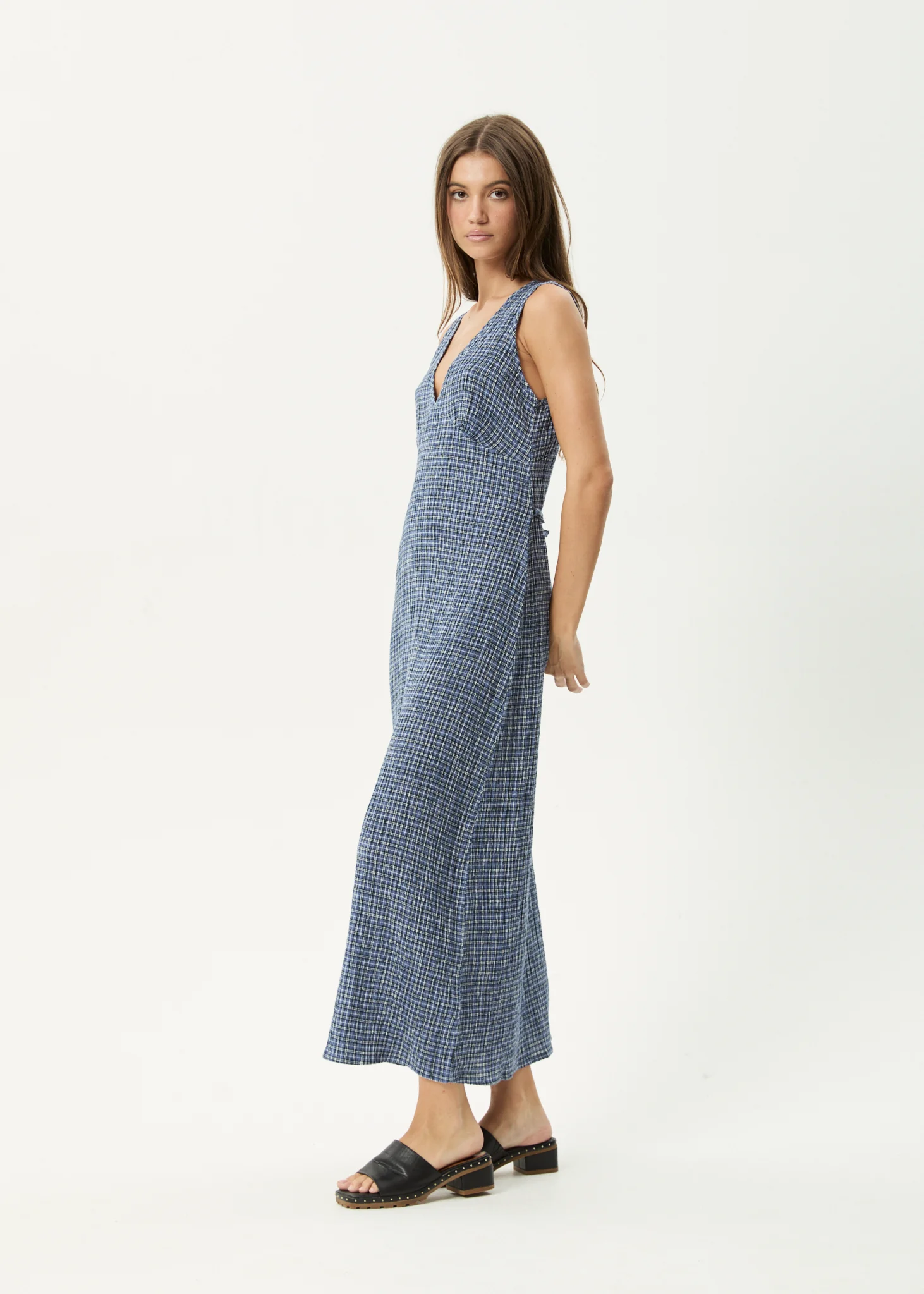 AFENDS Womens Shipwreck - Seersucker Maxi Dress - Marlin - Image 4