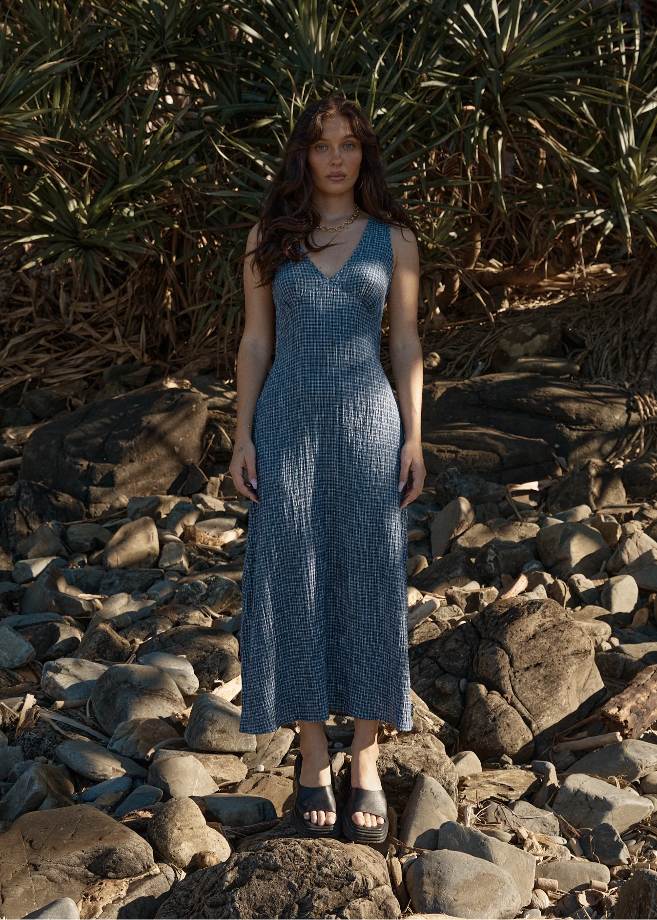 AFENDS Womens Shipwreck - Seersucker Maxi Dress - Marlin - Image 8