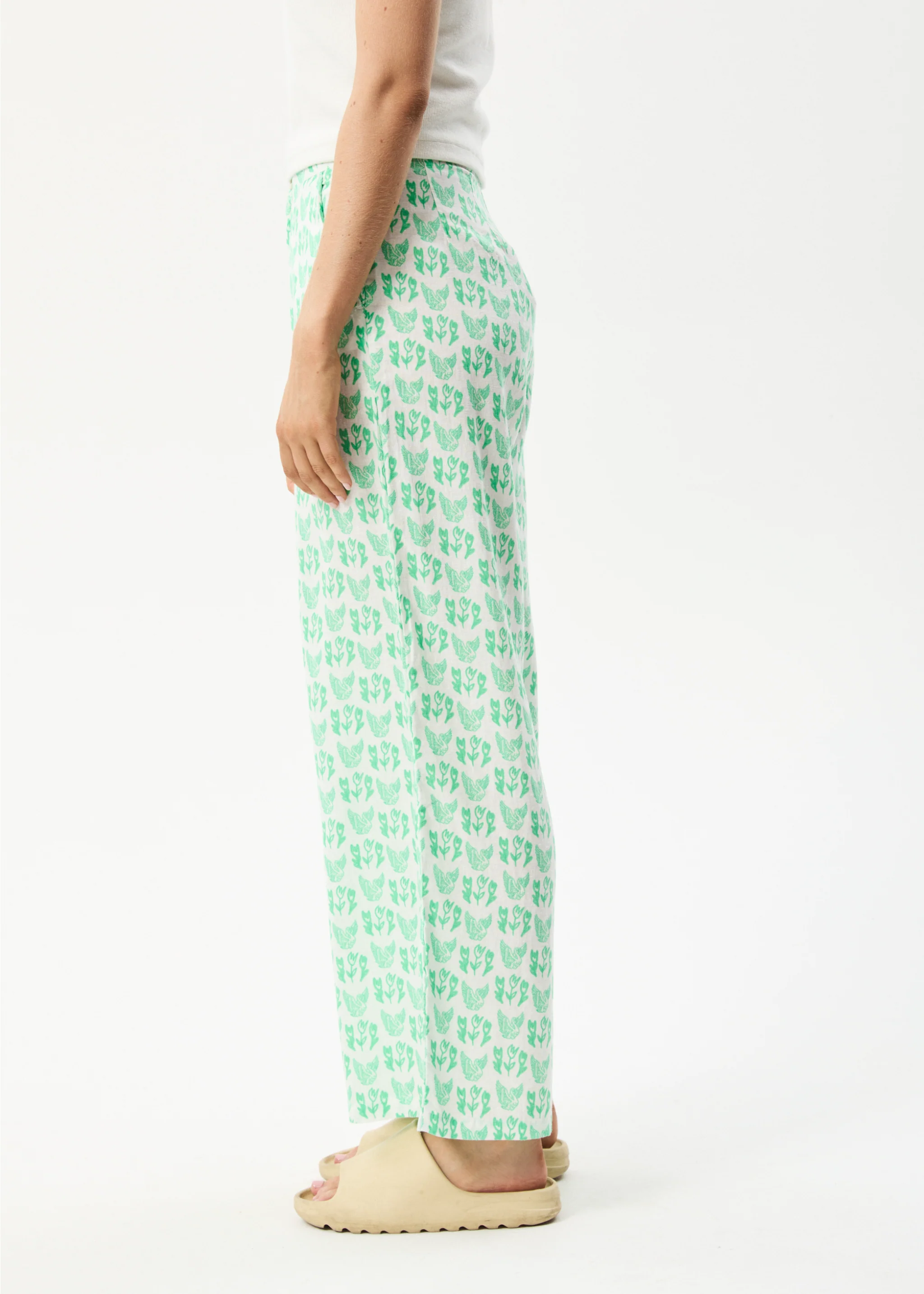 AFENDS Womens Swan Sienna - Wide Leg Pant - Lime Green - Image 4