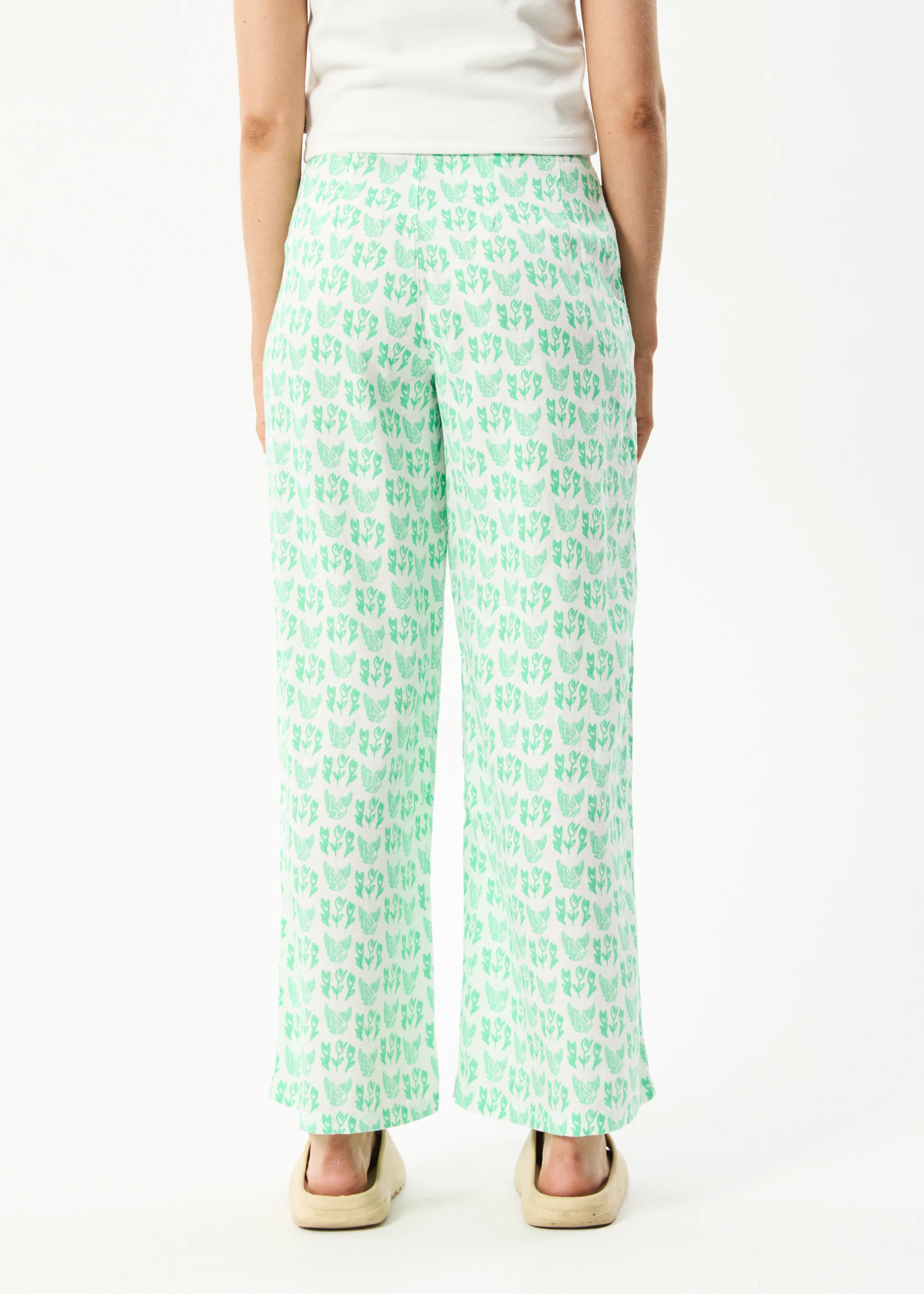 AFENDS Womens Swan Sienna - Wide Leg Pant - Lime Green - Image 5